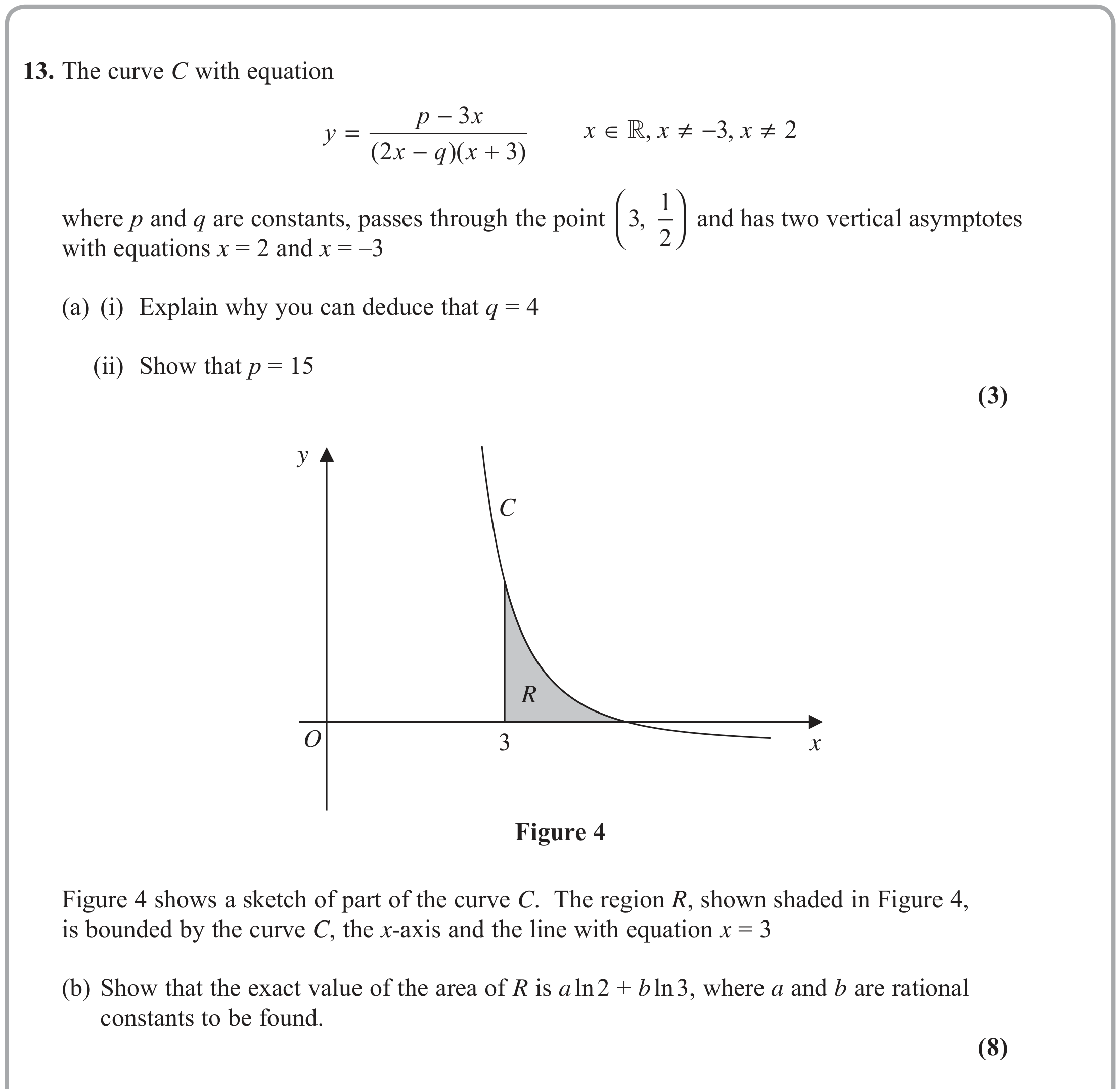 Question 13 — Integration — Edexcel June 2019