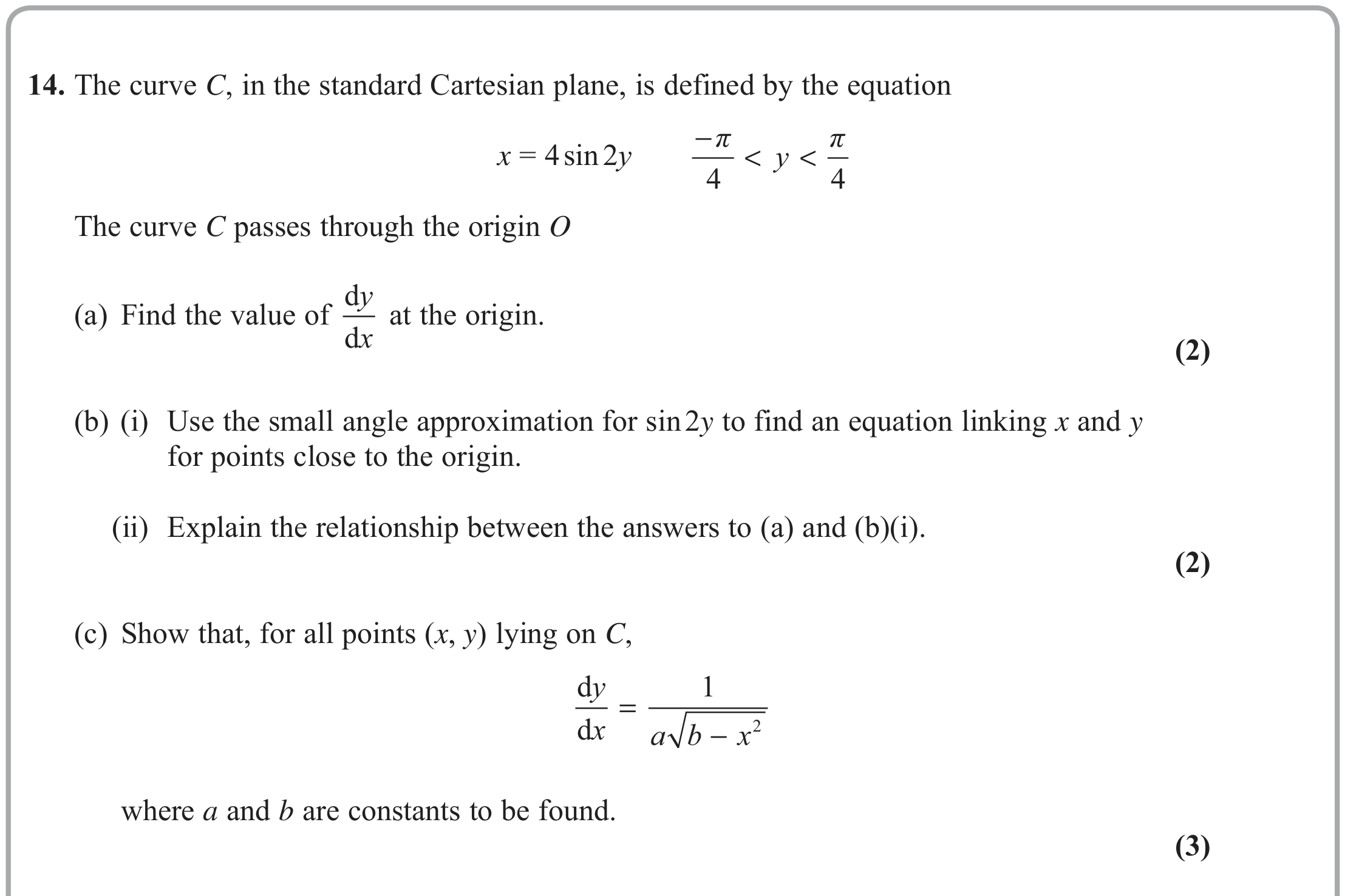 Question 14 — Differentiation — Edexcel June 2019