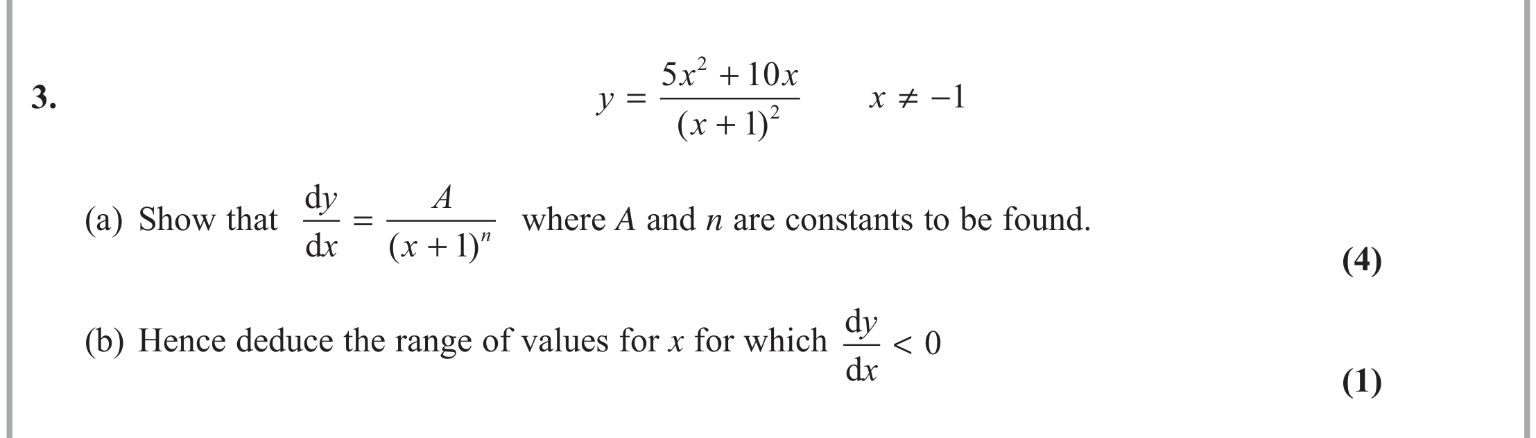 Question 3 — Differentiation — Edexcel June 2019