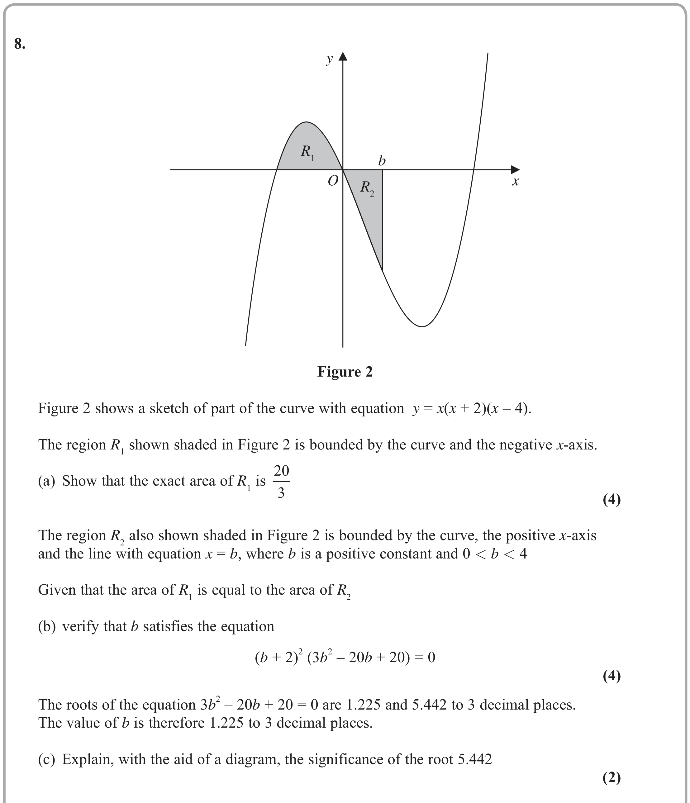 Question 8 — Integration — Edexcel June 2019