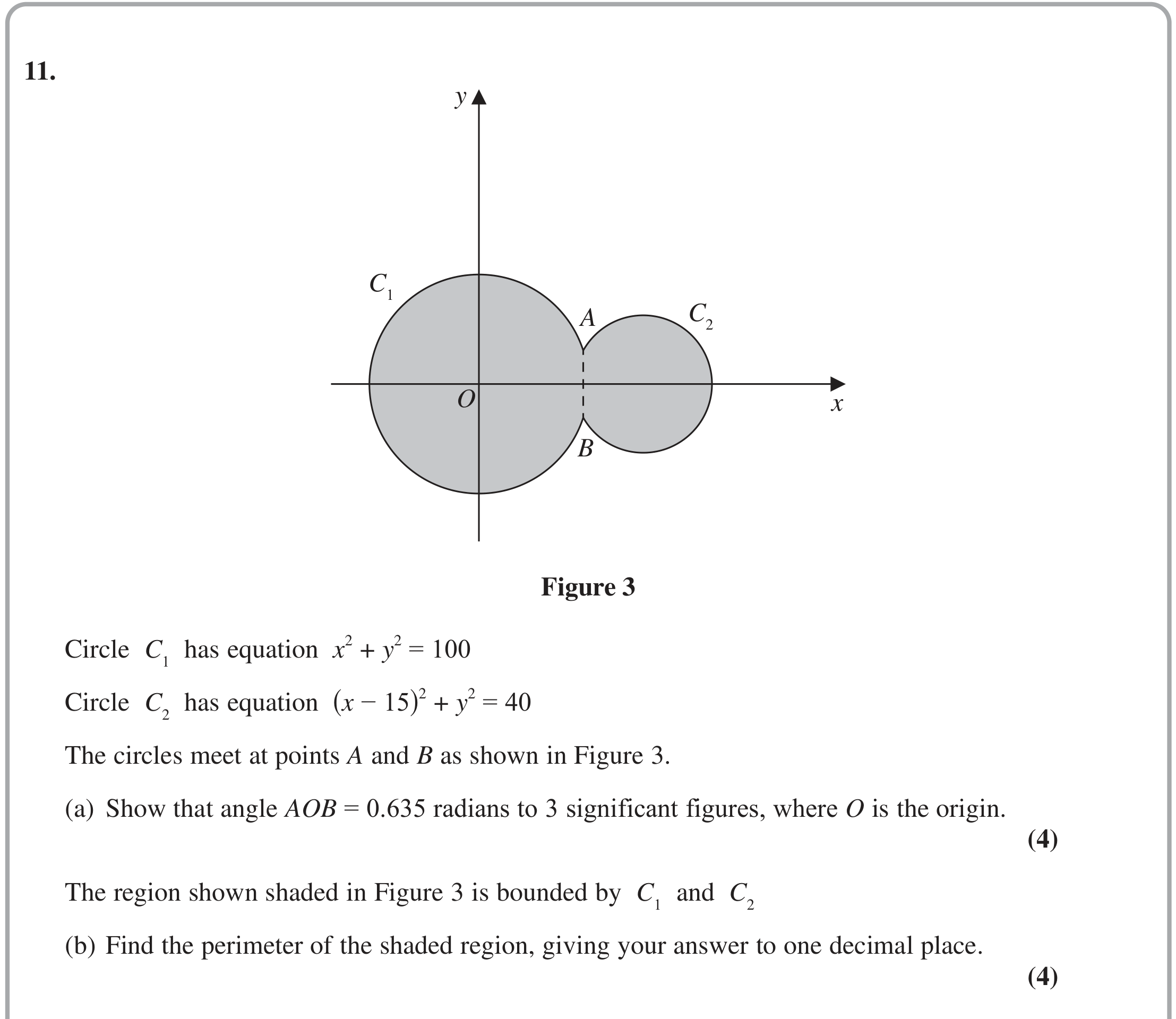 Question 11 — Circles — Edexcel October 2020