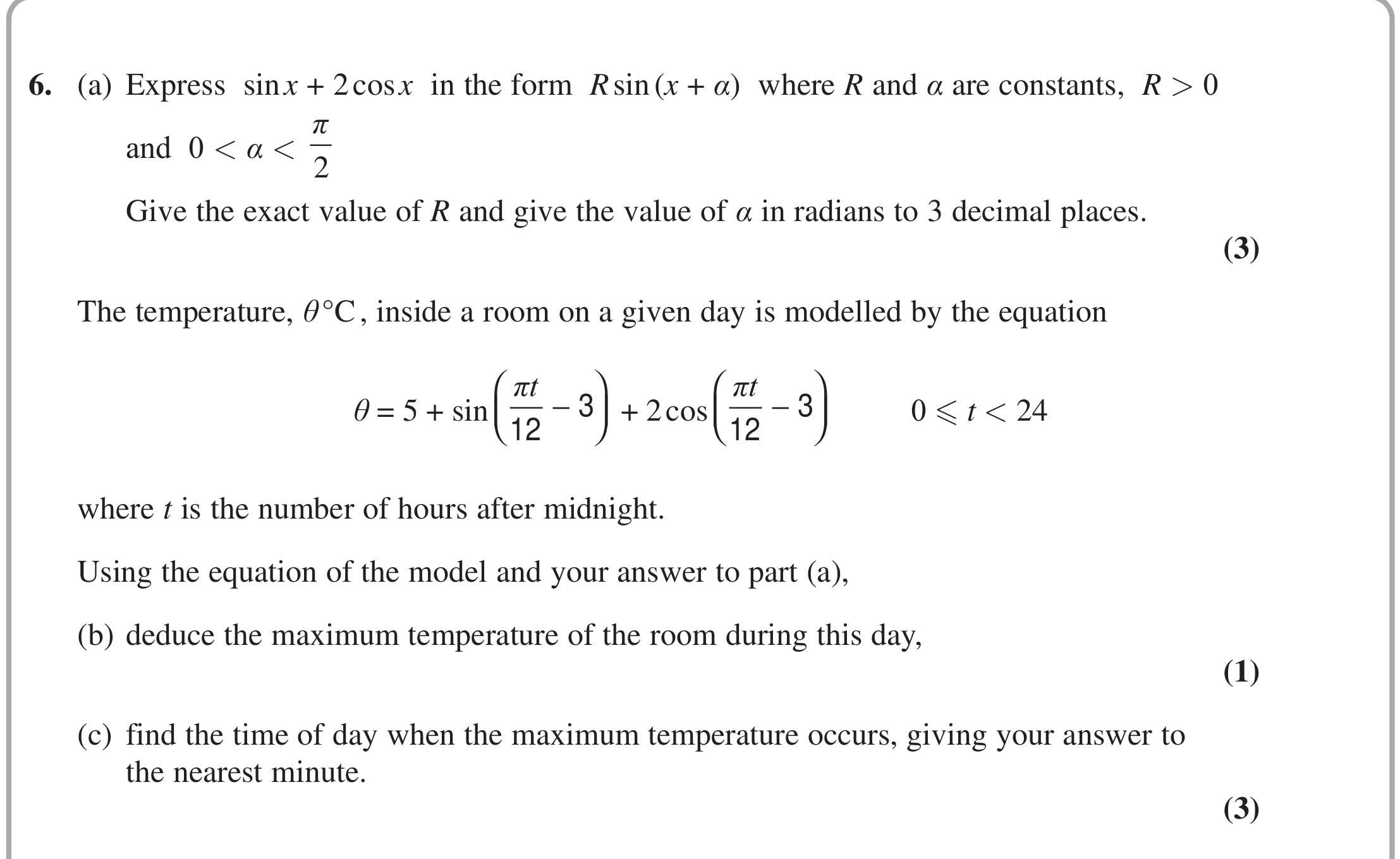 Question 6 — Trig — Edexcel October 2020