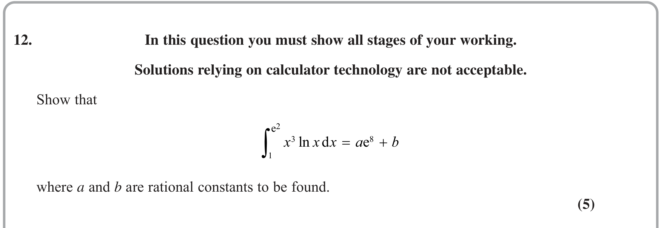 Question 12 — Integration — Edexcel June 2022