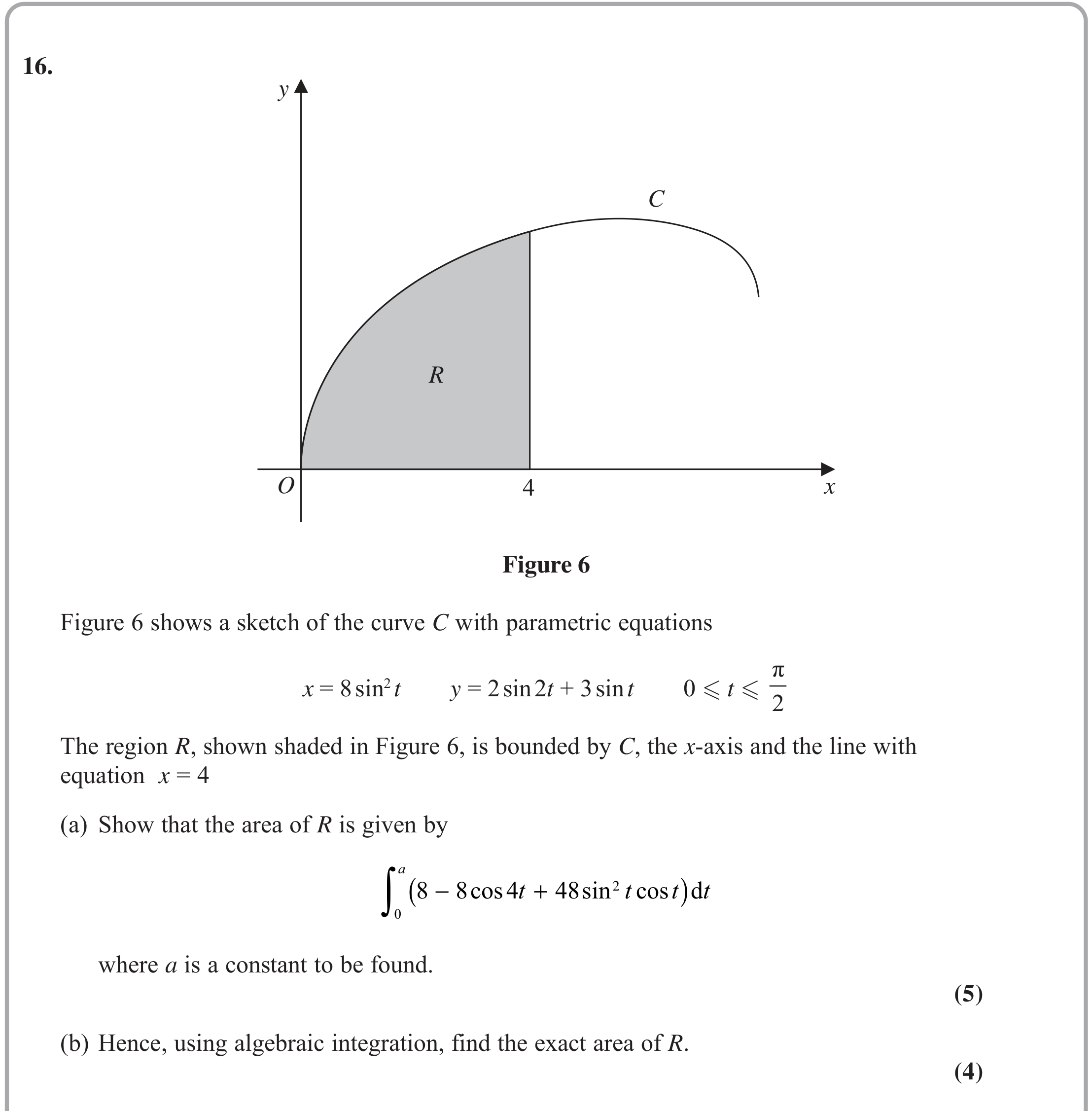 Question 16 — Parametric Integration — Edexcel June 2022