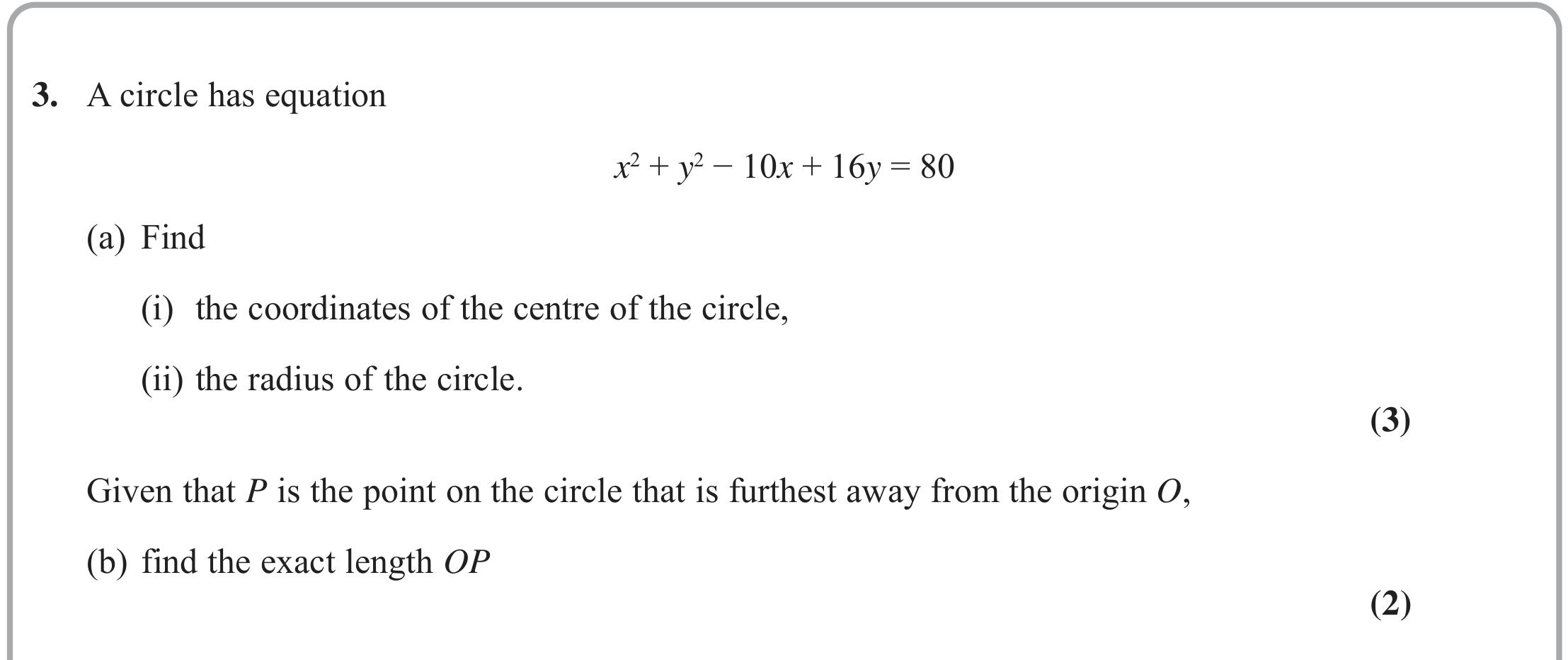 Question 3 — Circles — Edexcel June 2022