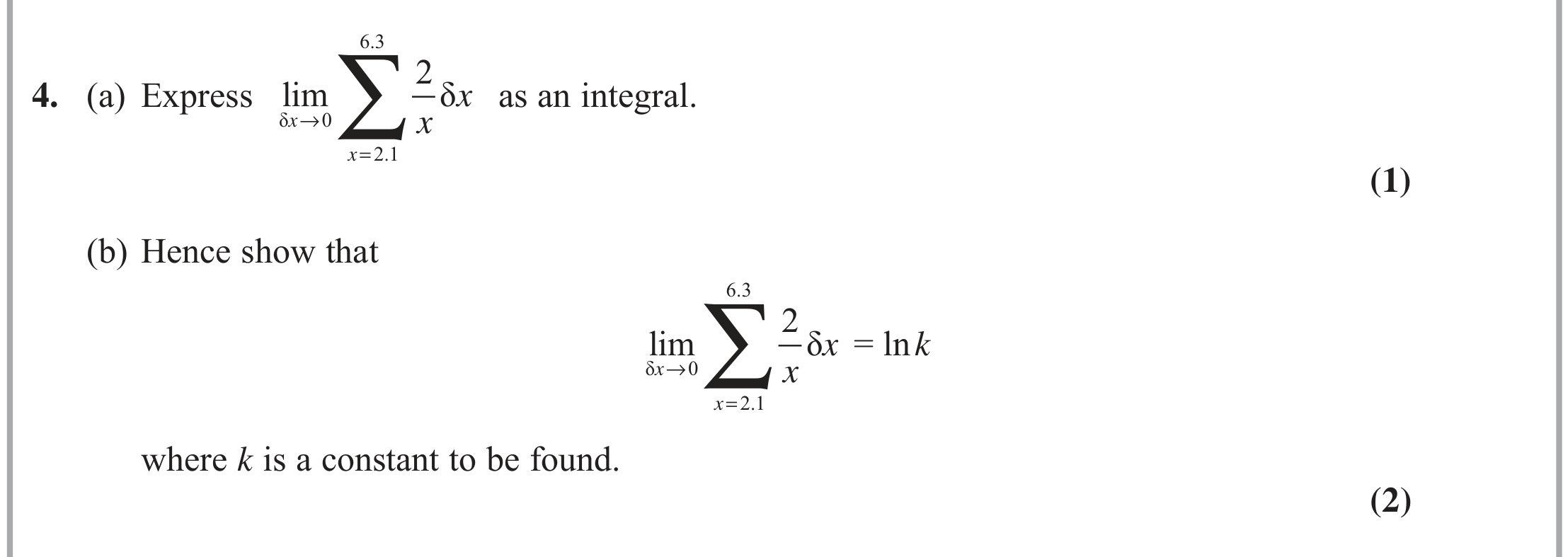 Question 4 — Integration — Edexcel June 2022
