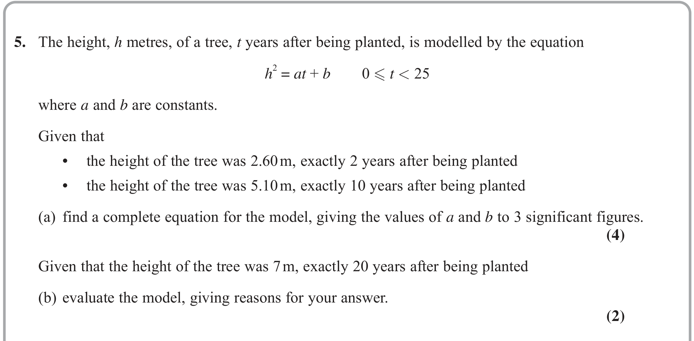 Question 5 — Quadratics — Edexcel June 2022