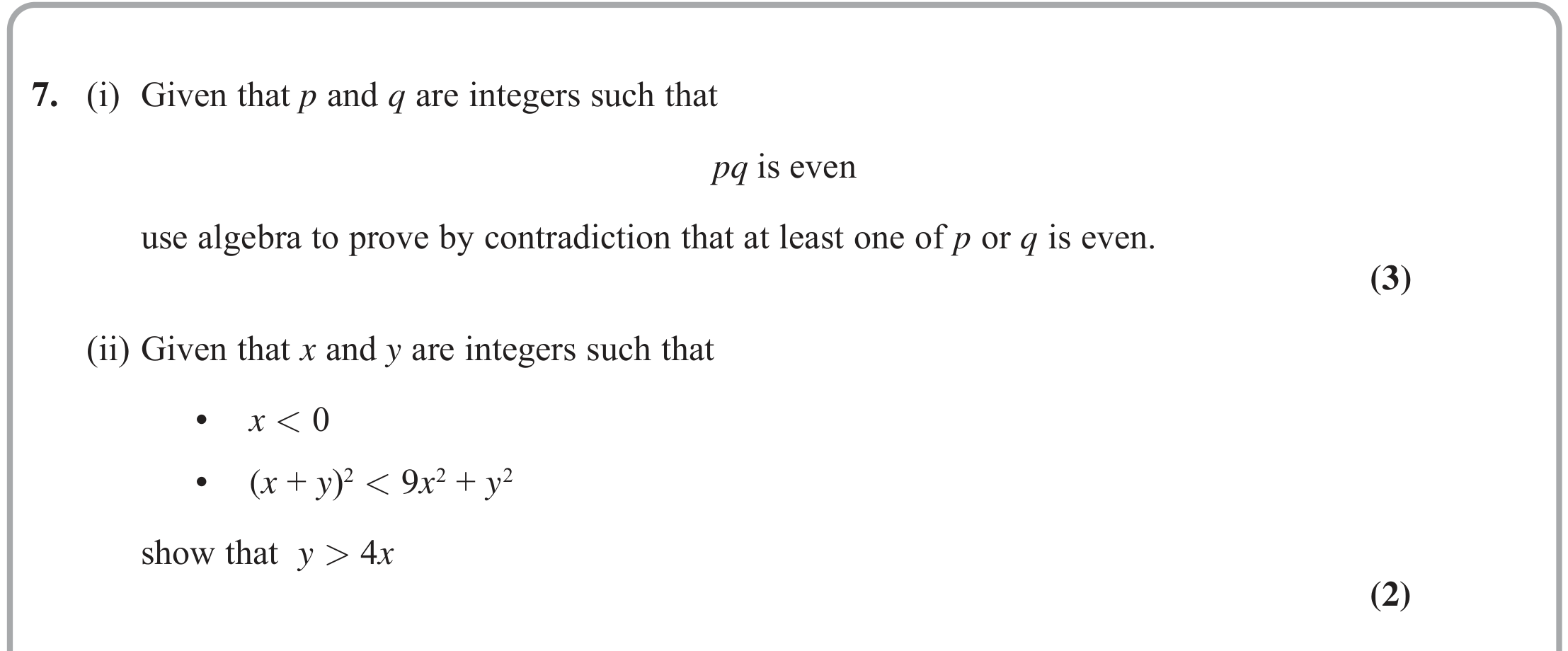 Question 7 — Proof, Inequalities — Edexcel June 2022