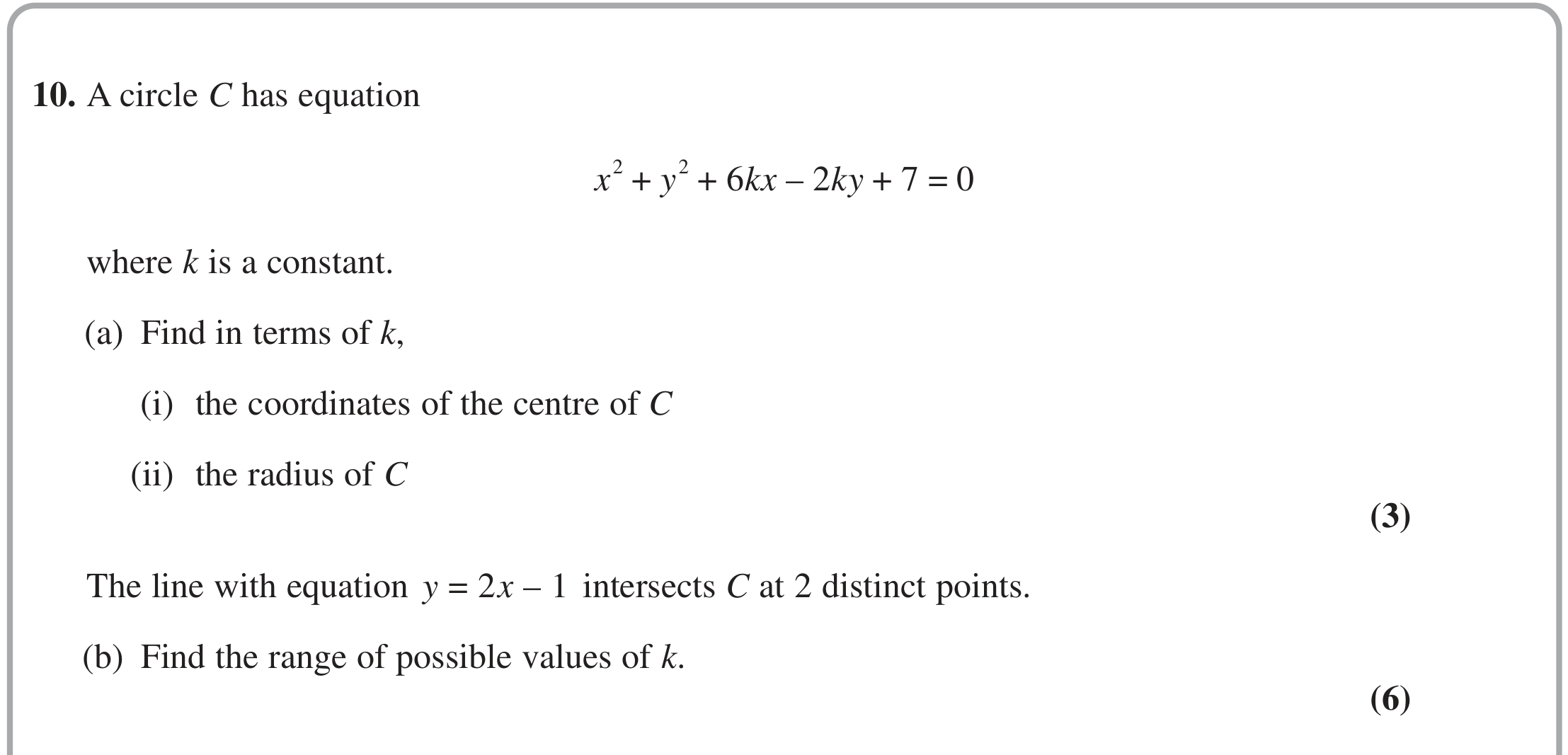 Question 10 — Circles — Edexcel June 2023