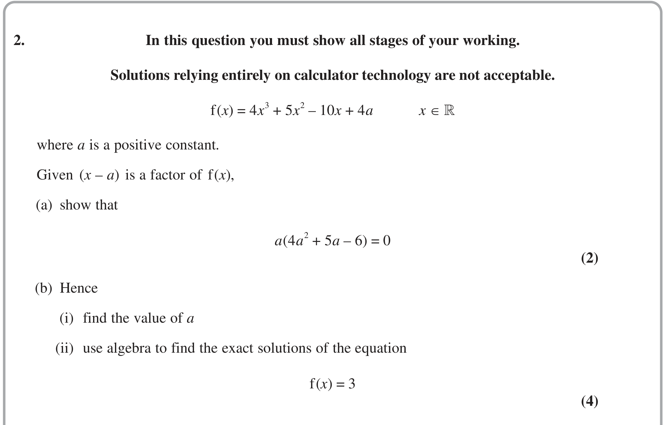 Question 2 — Factor Theorem — Edexcel June 2023