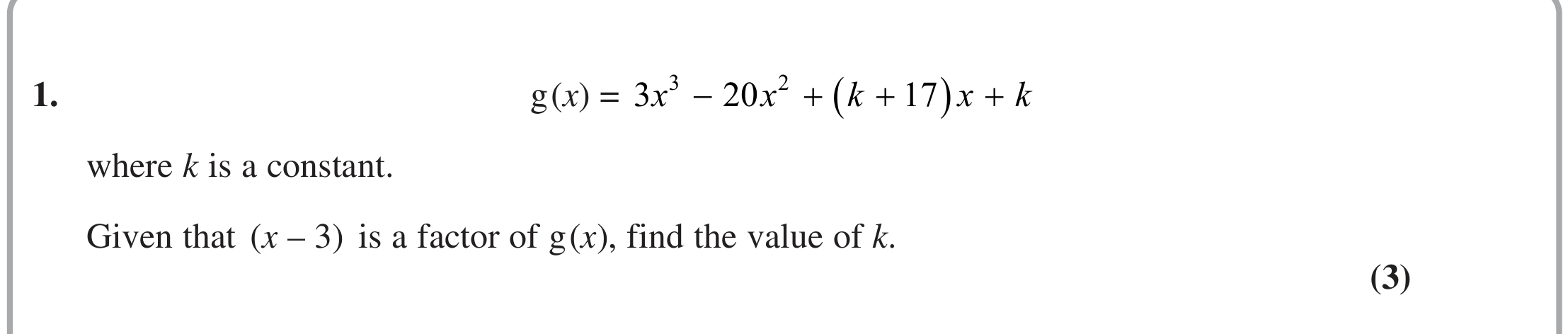 Question 1 — Factor Theorem — Edexcel June 2024