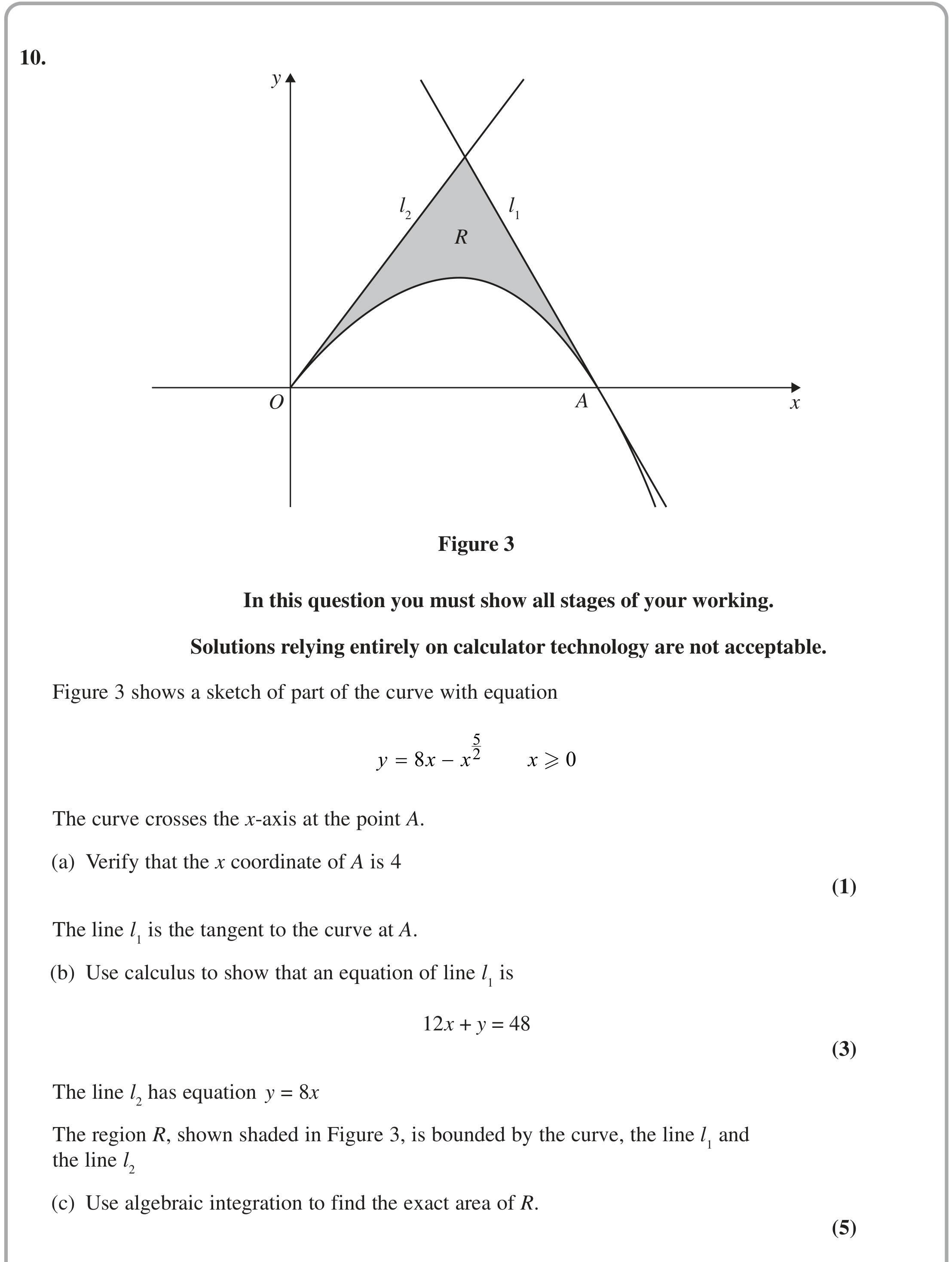 Question 10 — Differentiation, Integration — Edexcel June 2024