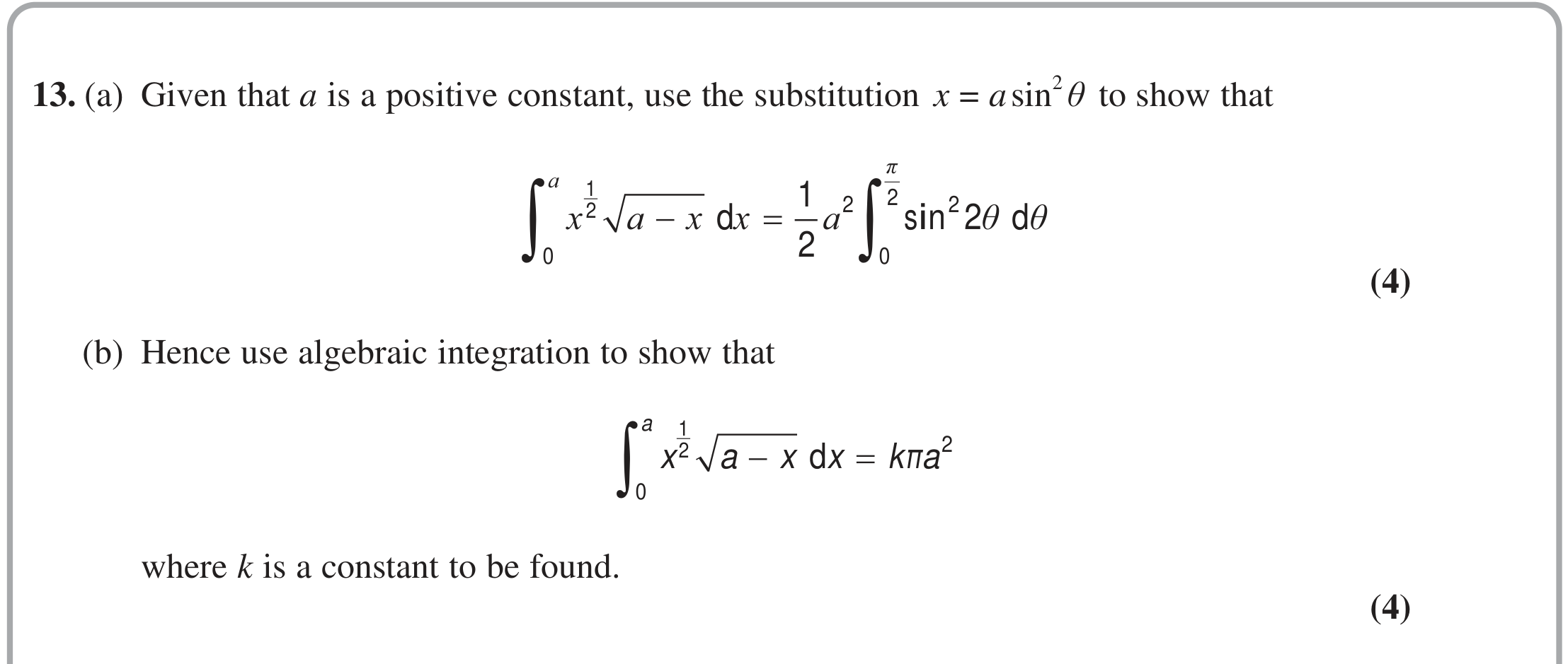 Question 13 — Integration — Edexcel June 2024