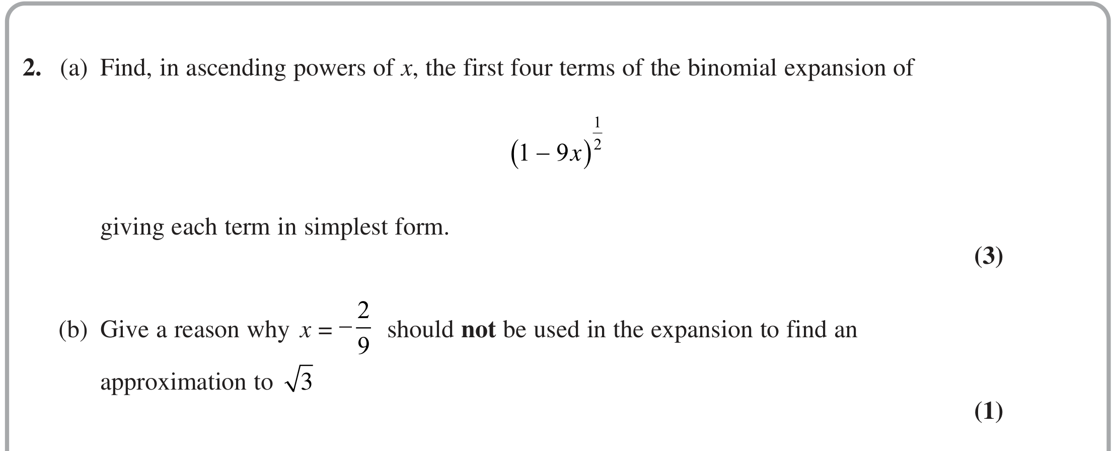Question 2 — Binomial Expansion — Edexcel June 2024