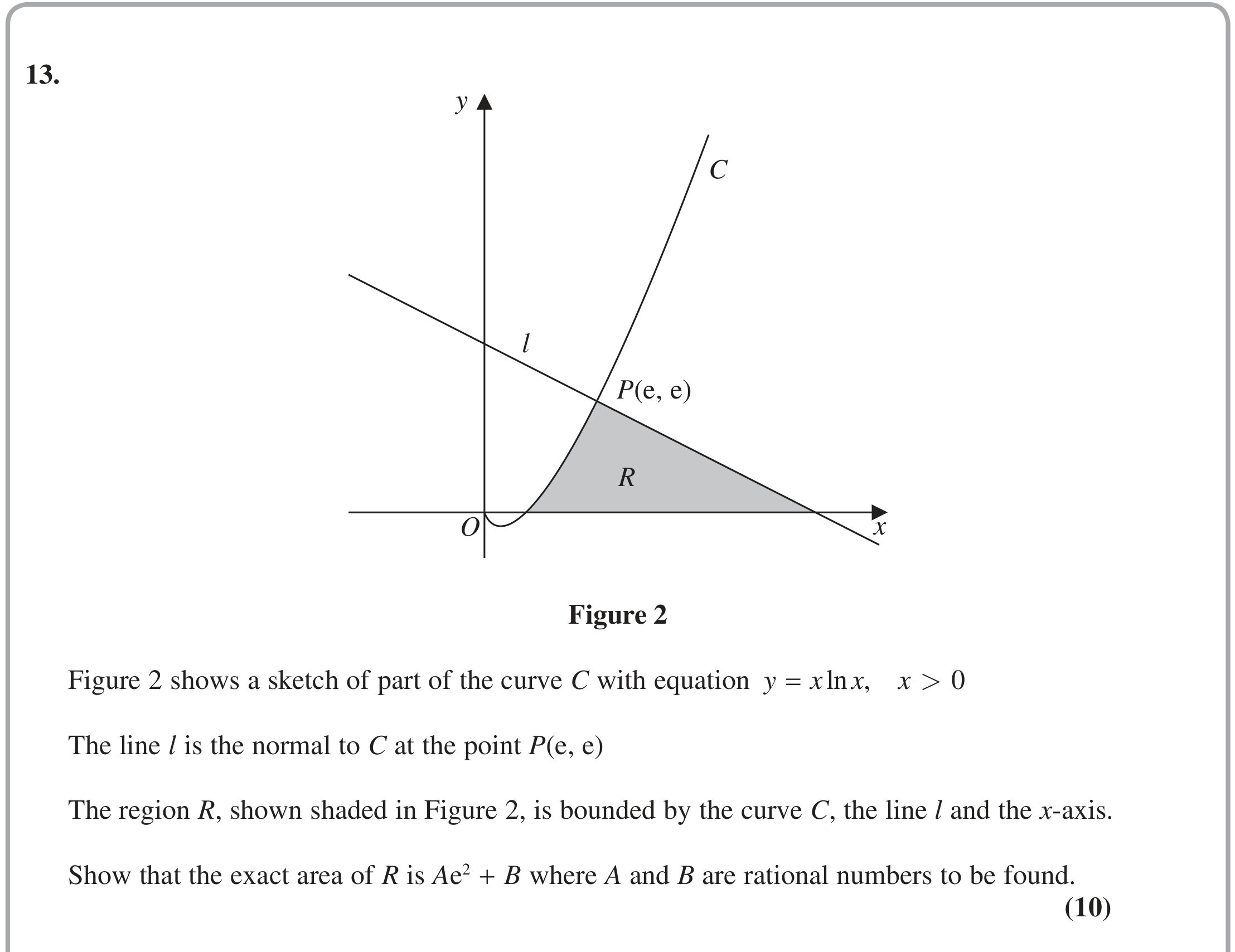 Question 13 — Integration, Differentiation — Edexcel June 2018