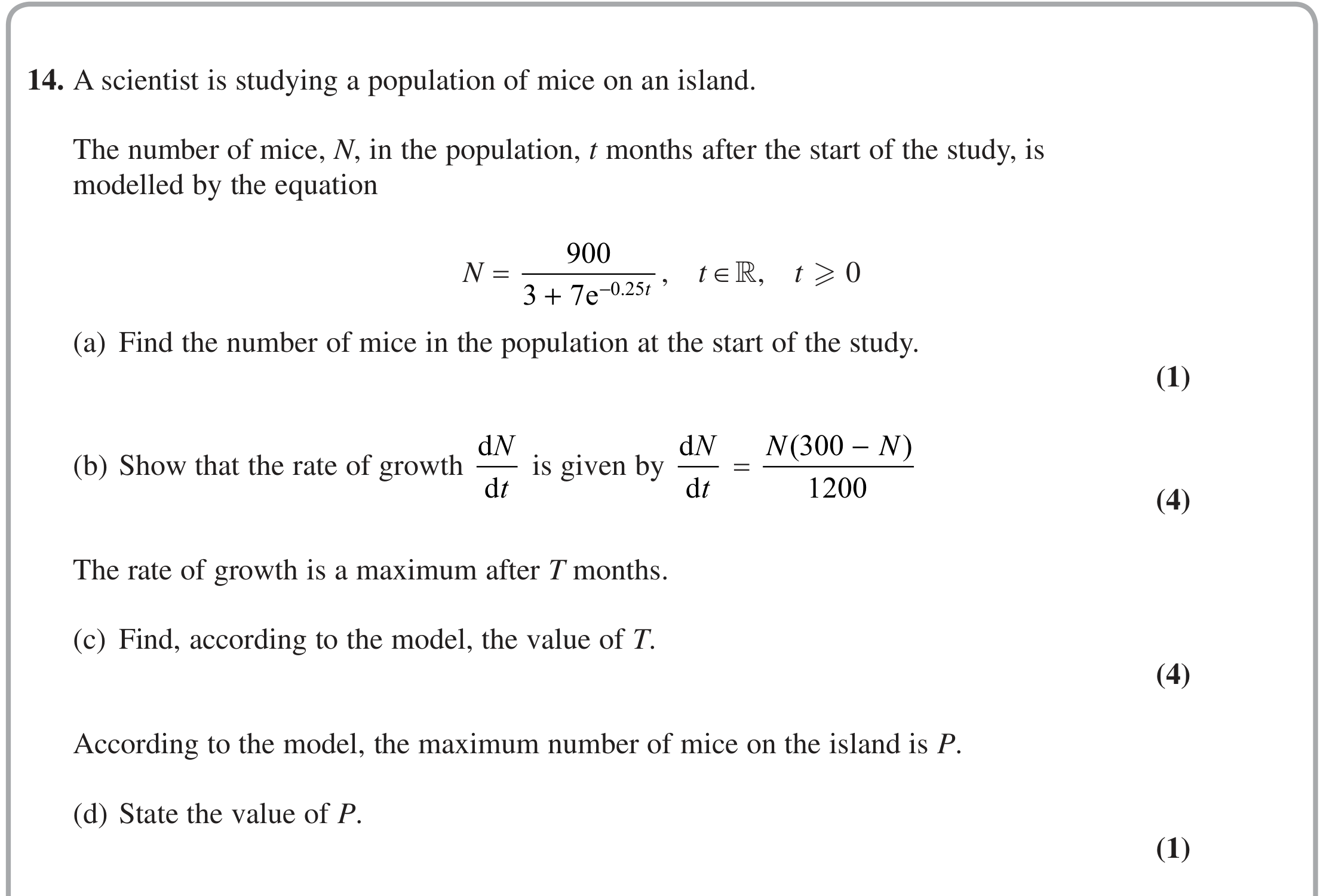 Question 14 — Differentiation, Exponentials — Edexcel June 2018