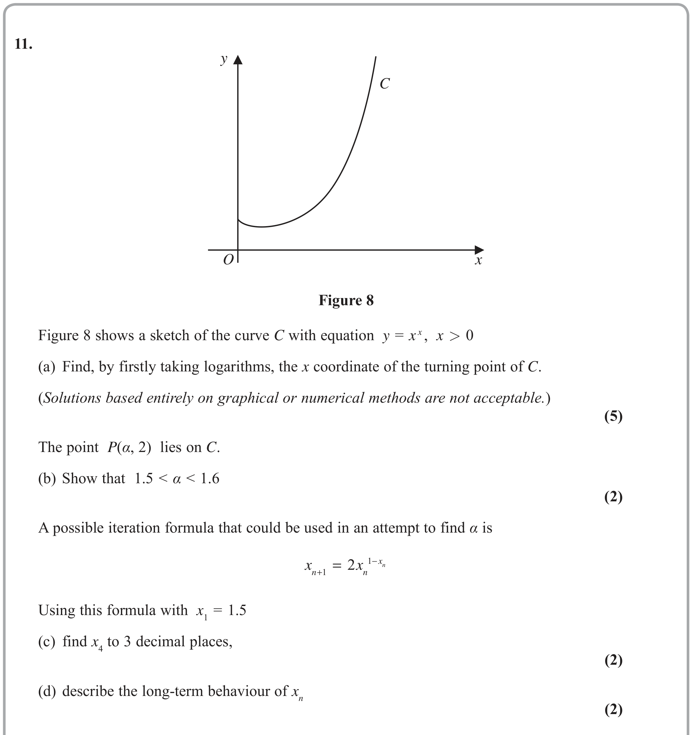 Question 11 — Differentiation, Numerical Methods — Edexcel June 2019