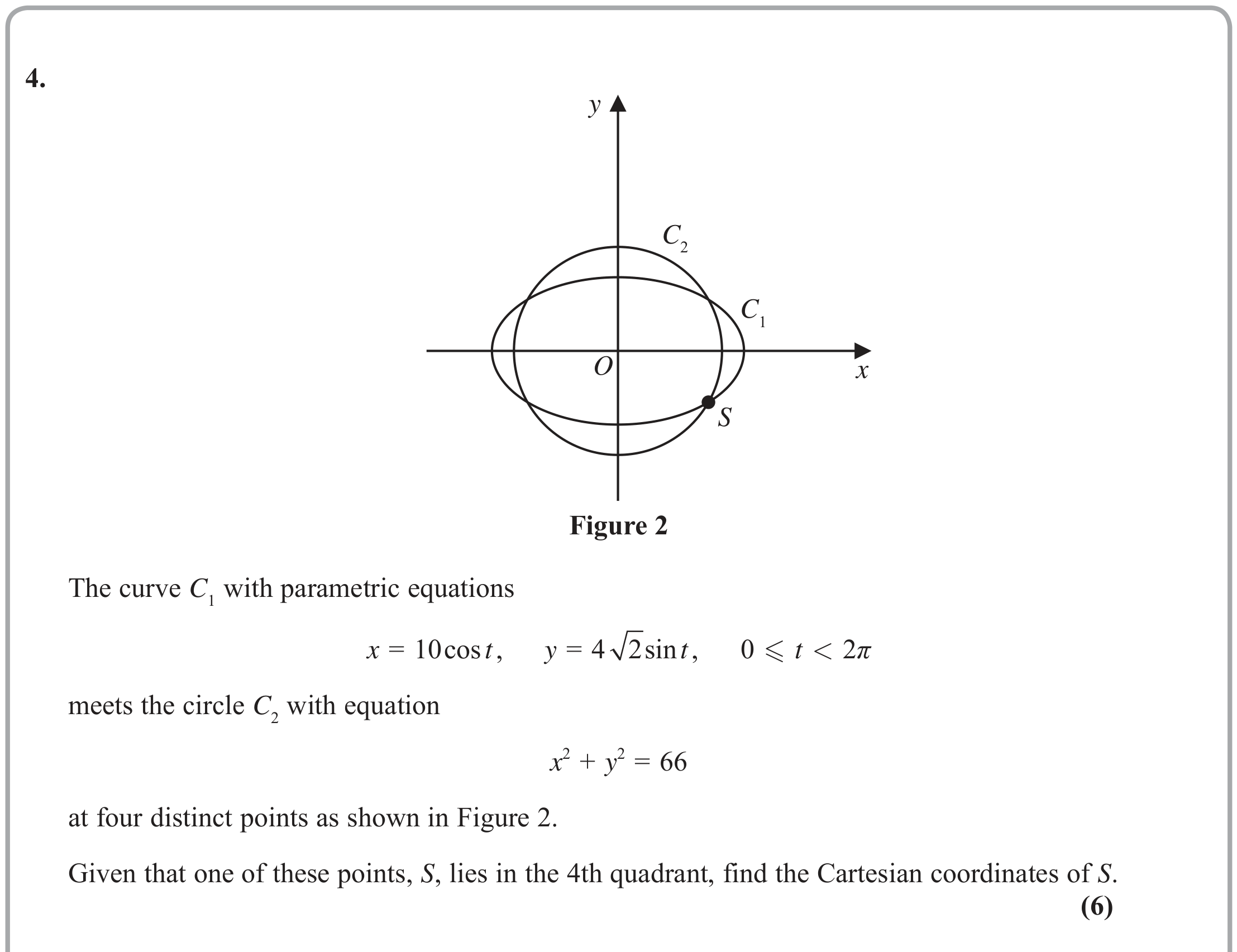 Question 4 — Parametric Equations, Circles — Edexcel June 2019