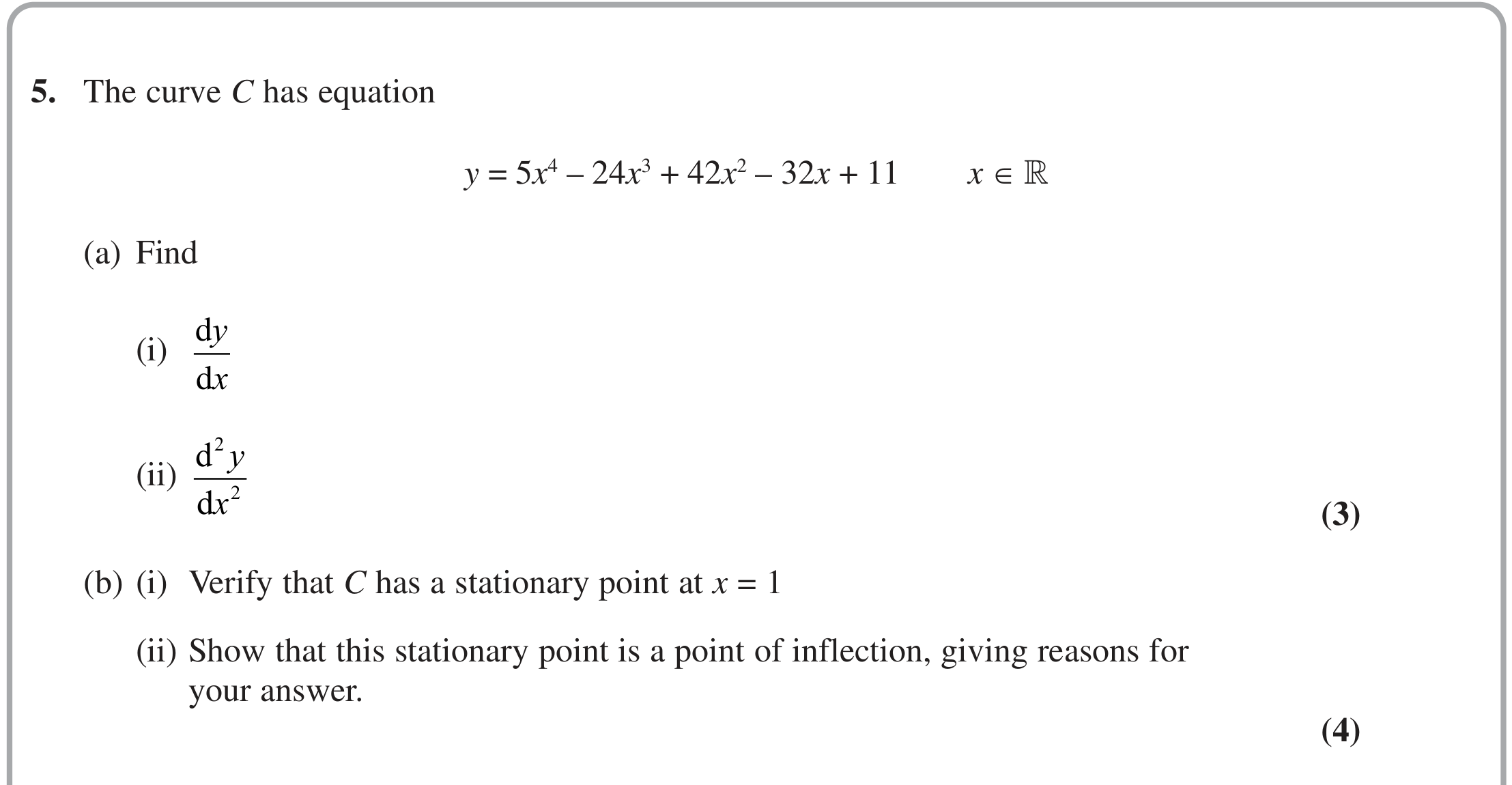 Question 5 — Differentiation — Edexcel October 2021