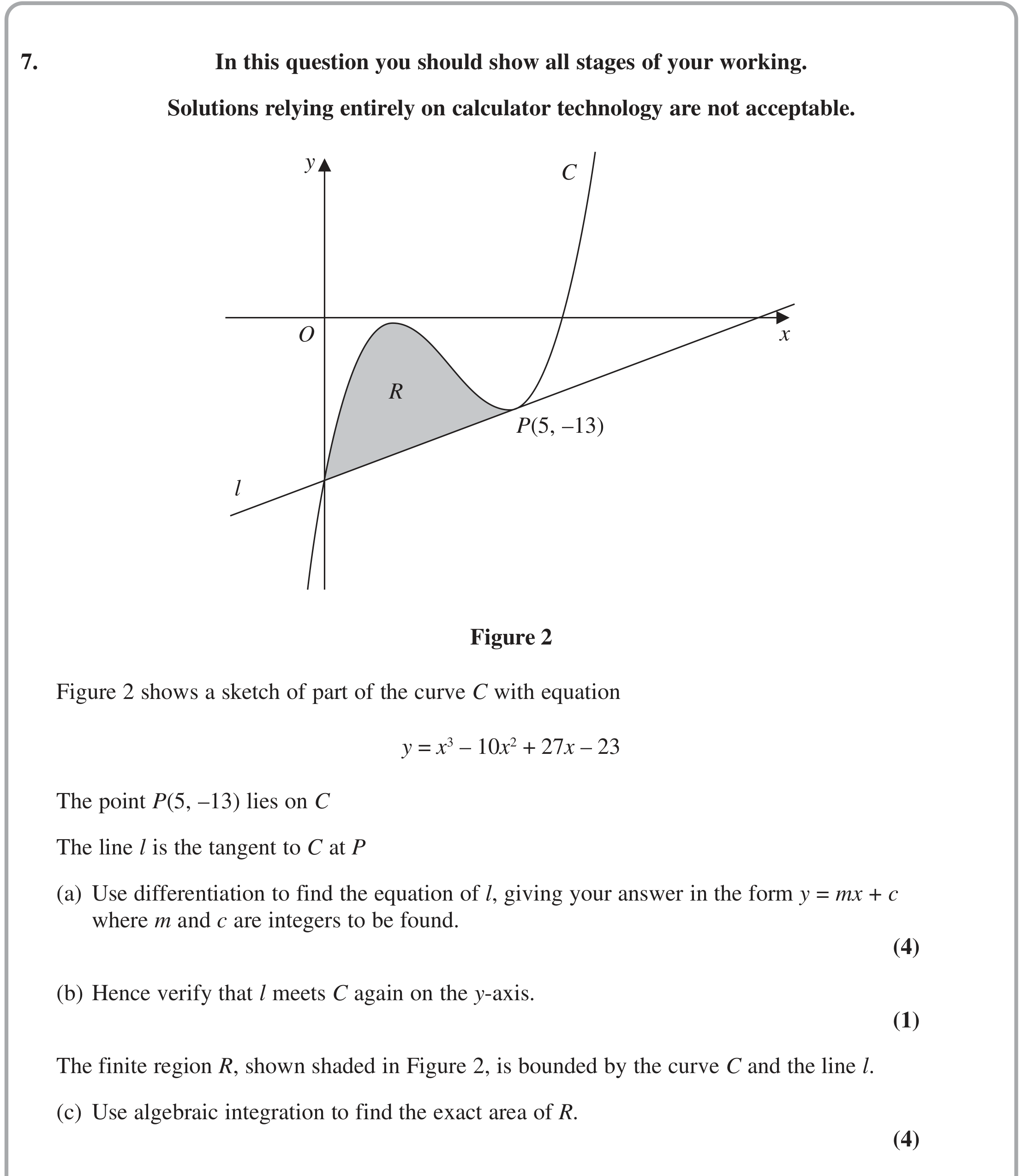 Question 7 — Differentiation, Integration — Edexcel October 2021