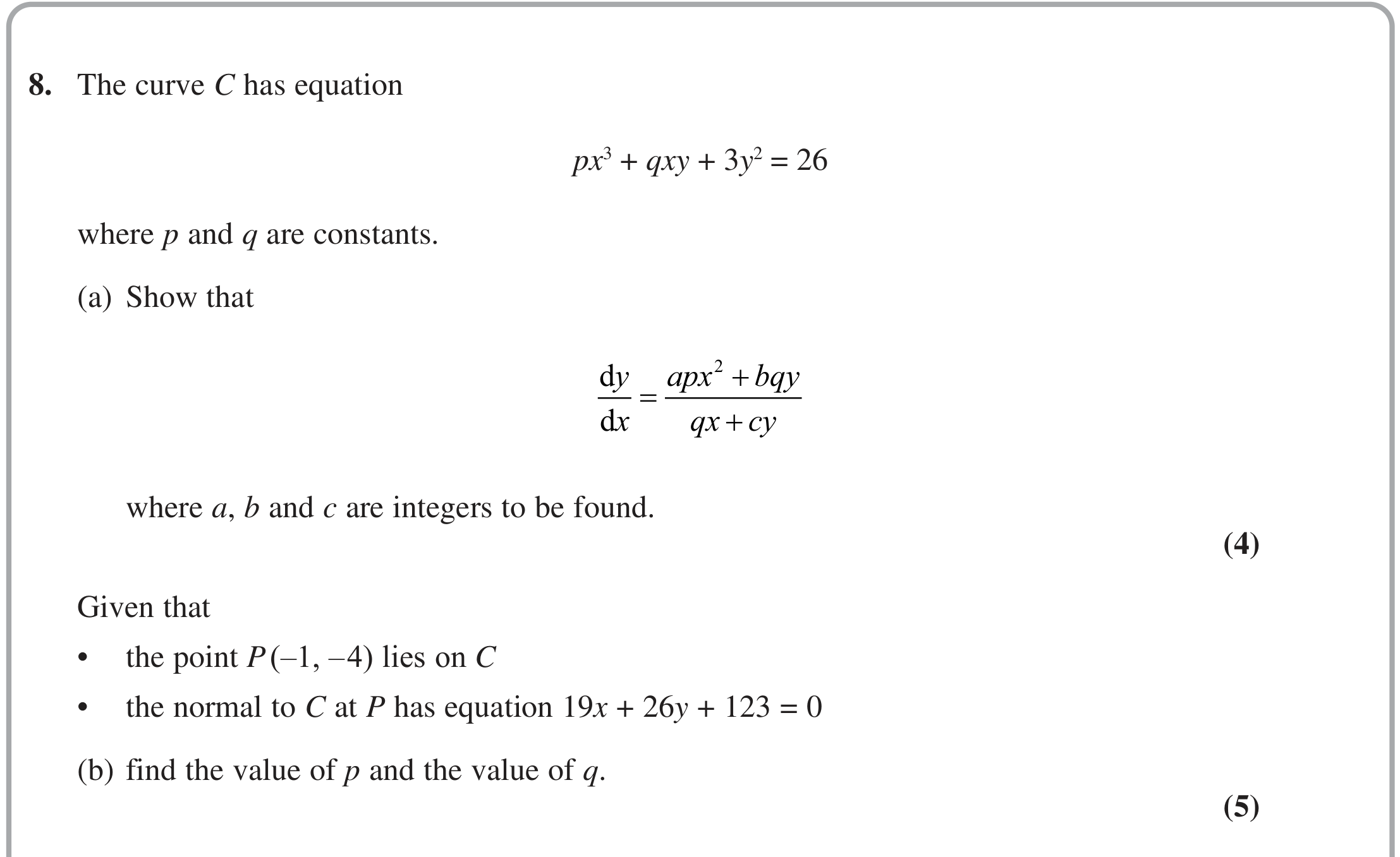 Question 8 — Differentiation — Edexcel October 2021
