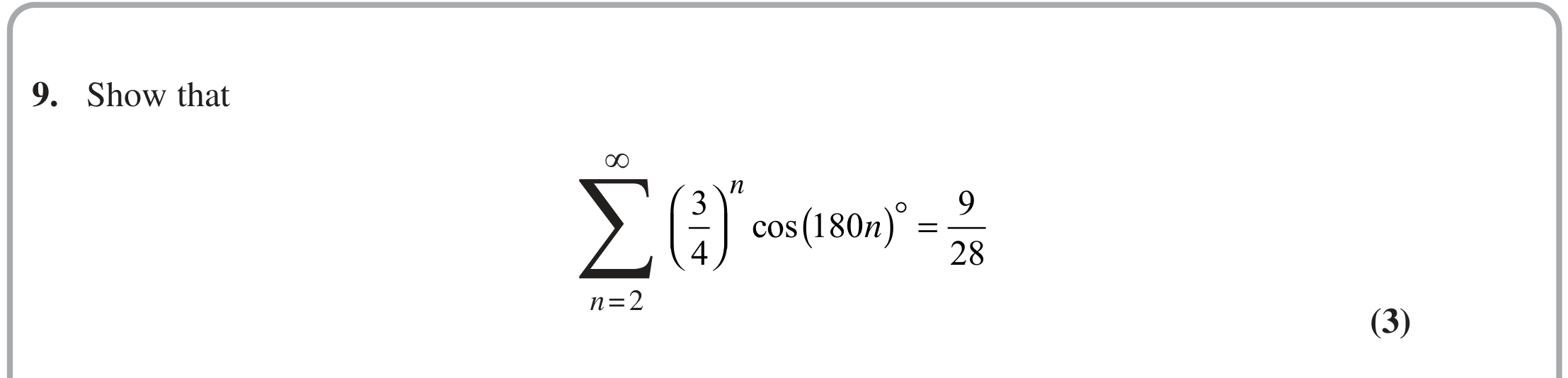 Question 9 — Sequences - Sigma Notation — Edexcel October 2021