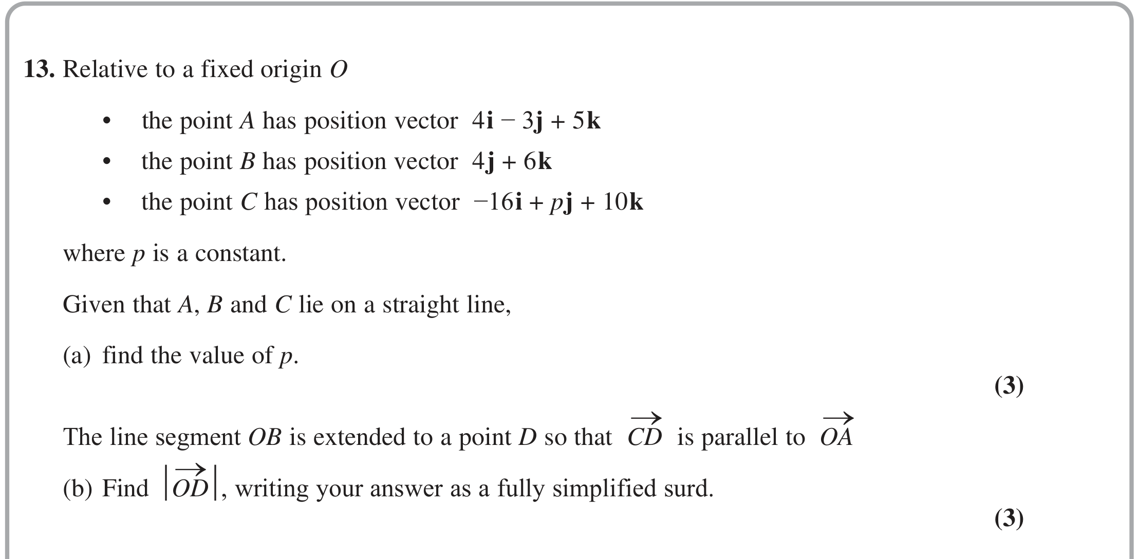 Question 13 — Vectors — Edexcel June 2022