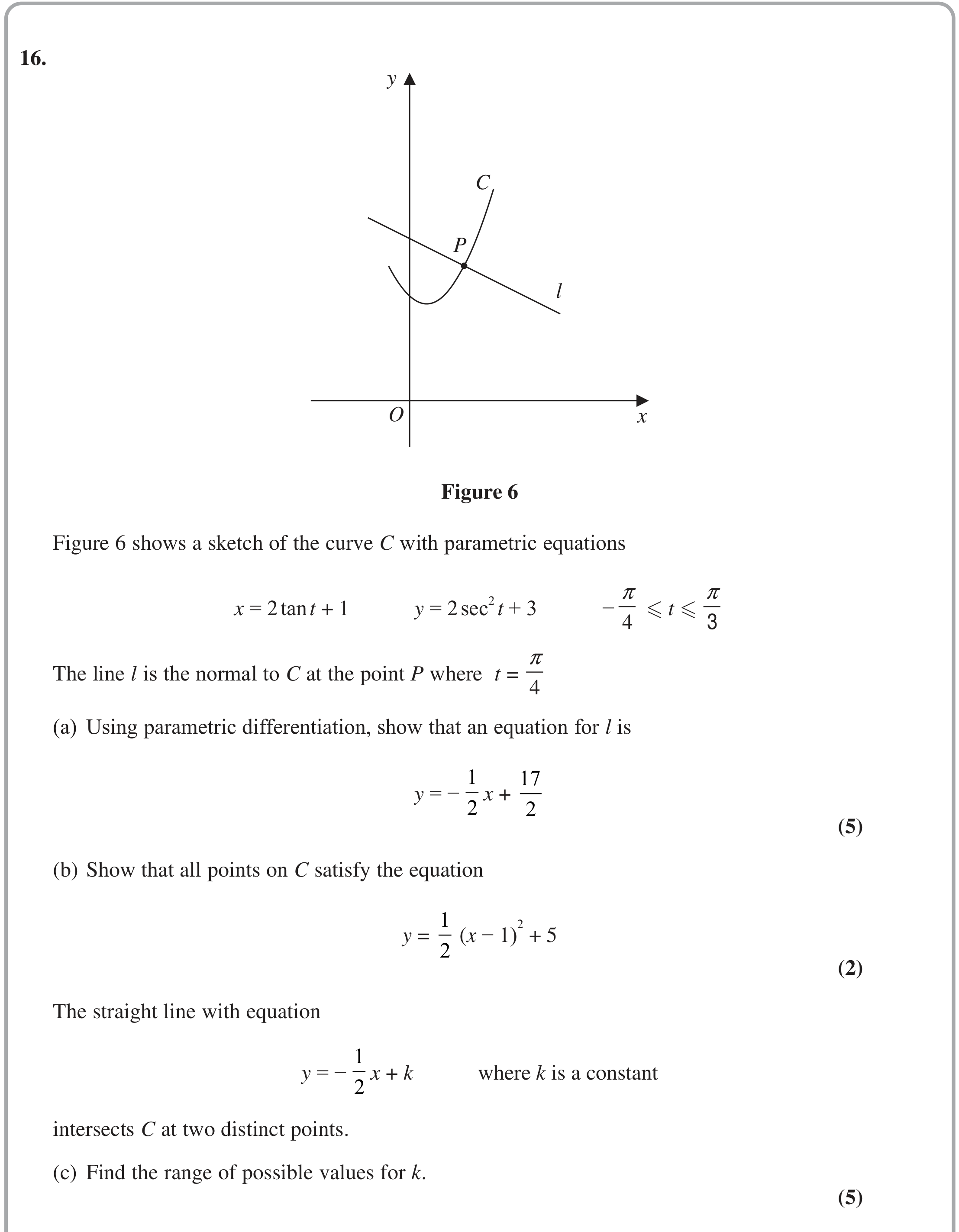 Question 16 — Parametric Equations — Edexcel June 2022