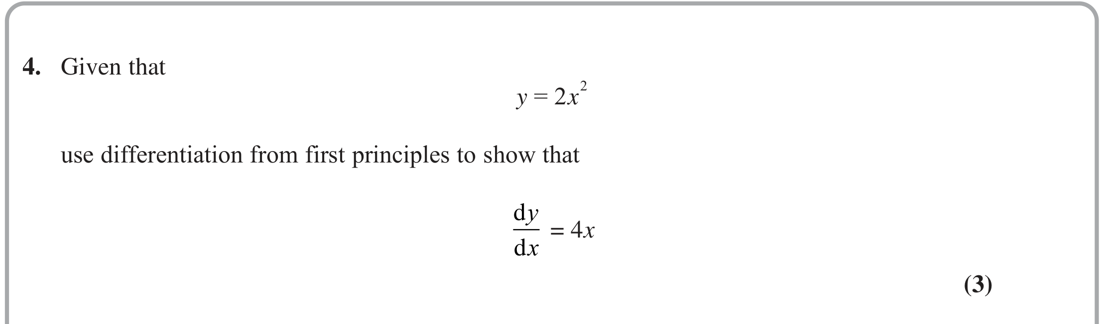Question 4 — Differentiation — Edexcel June 2022