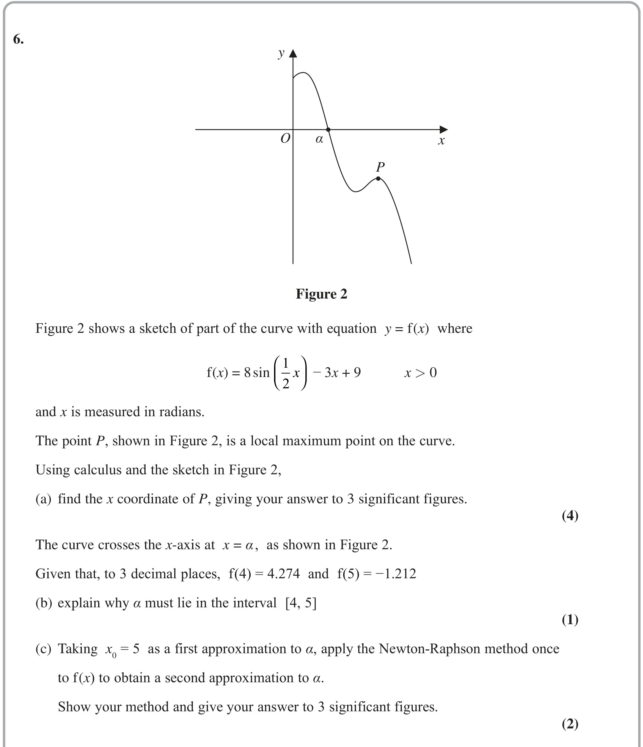 Question 6 — Differentiation, Newton Raphson — Edexcel June 2022