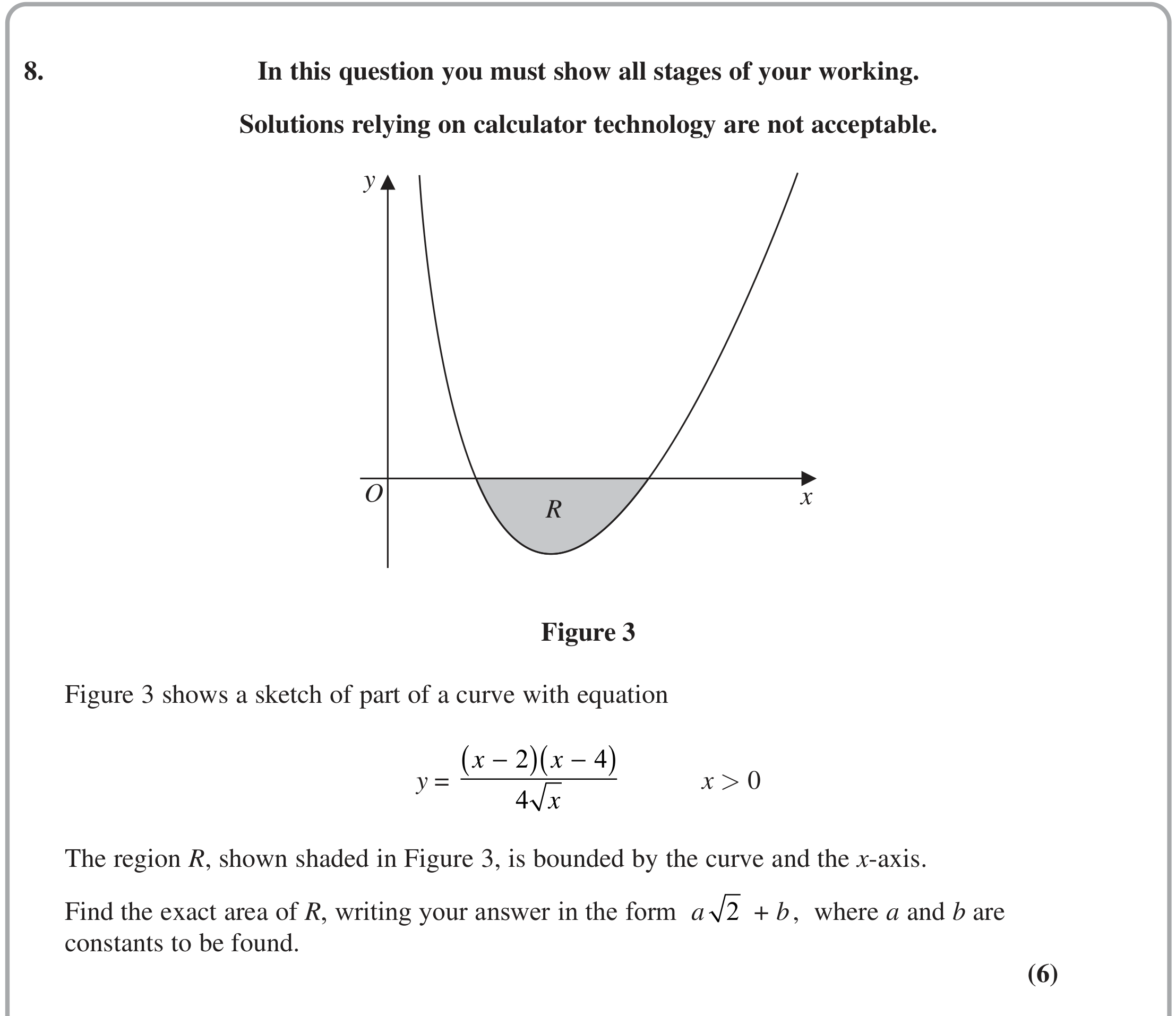 Question 8 — Integration — Edexcel June 2022