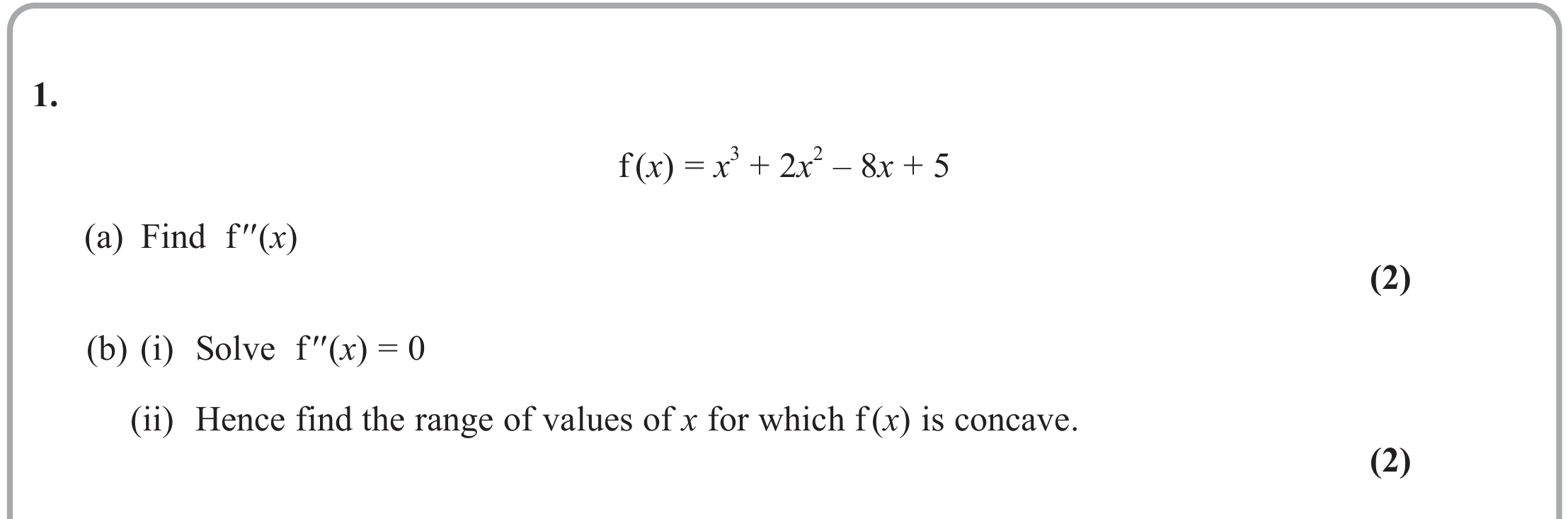 Question 1 — Differentiation — Edexcel June 2023