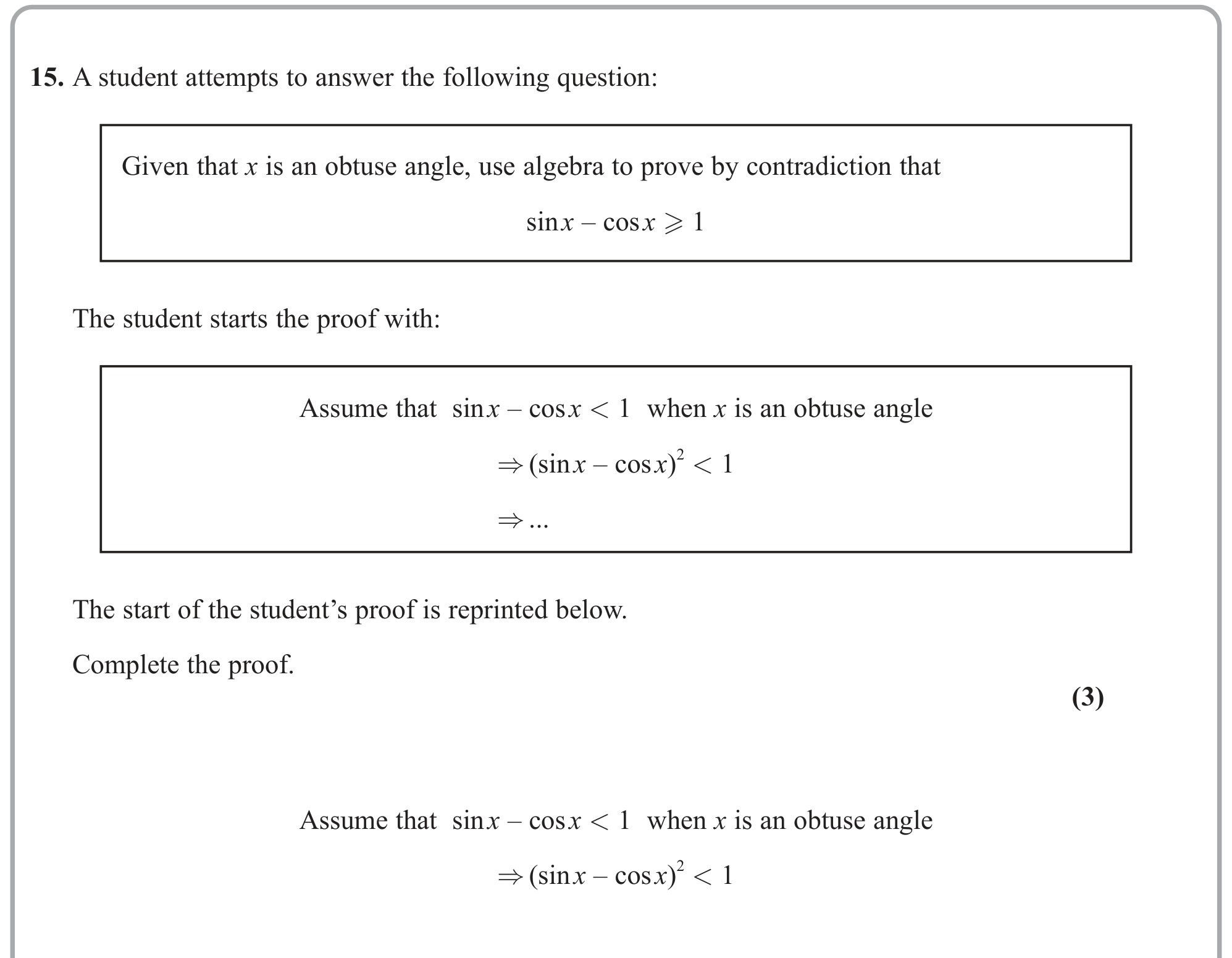 Question 15 — Proof — Edexcel June 2023