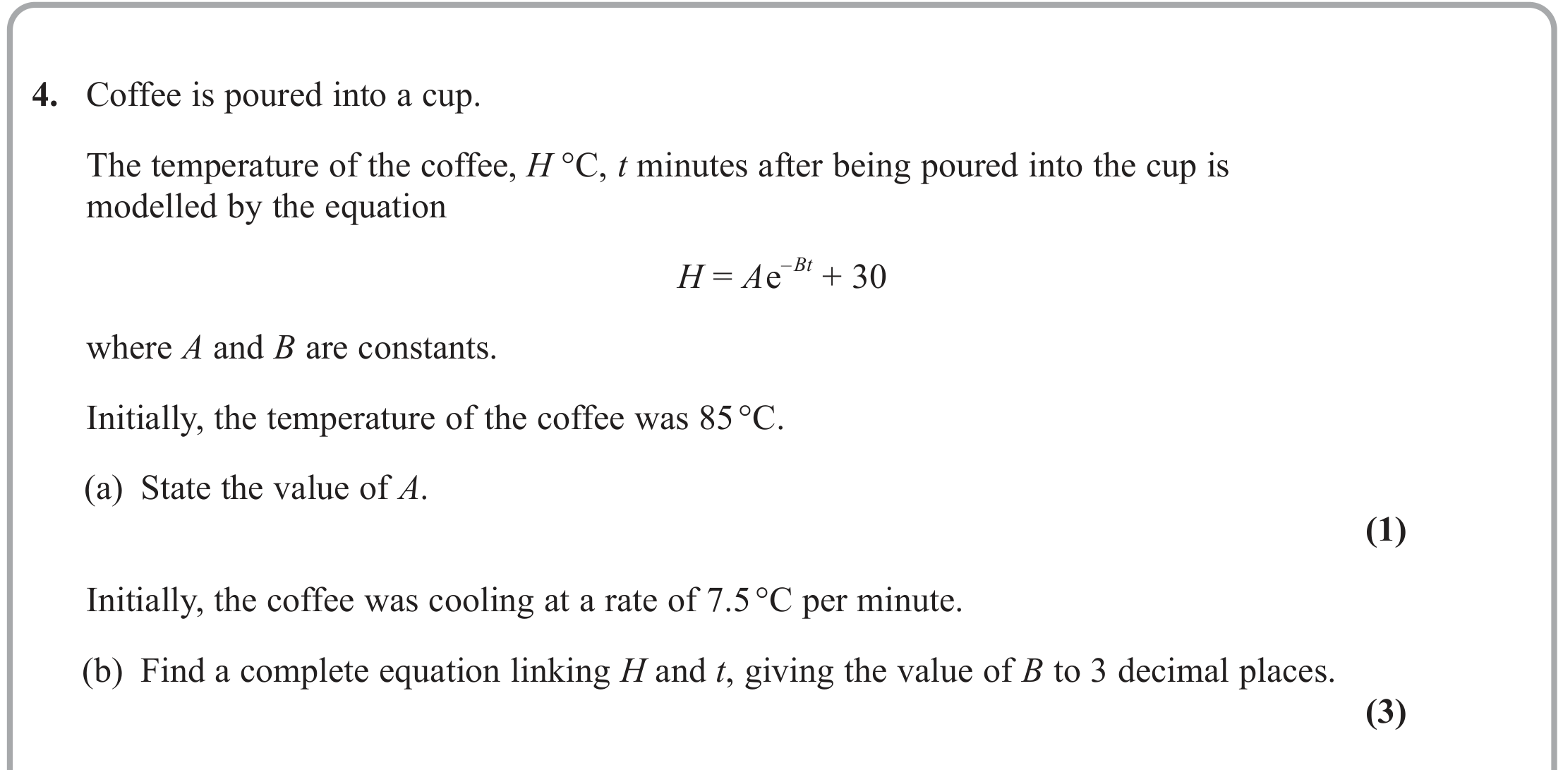 Question 4 — Exponentials, Differentiation — Edexcel June 2023