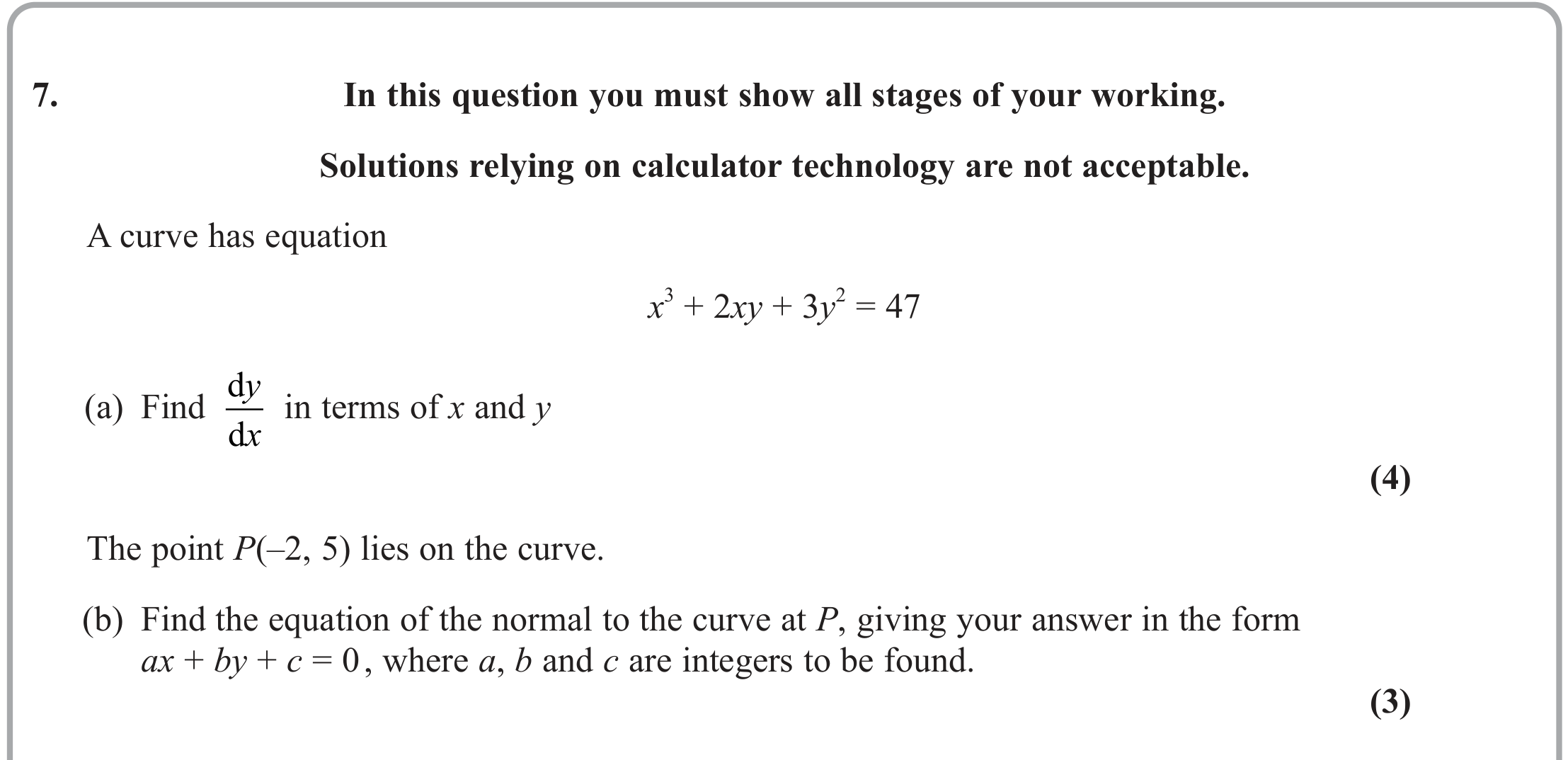 Question 7 — Differentiation — Edexcel June 2023