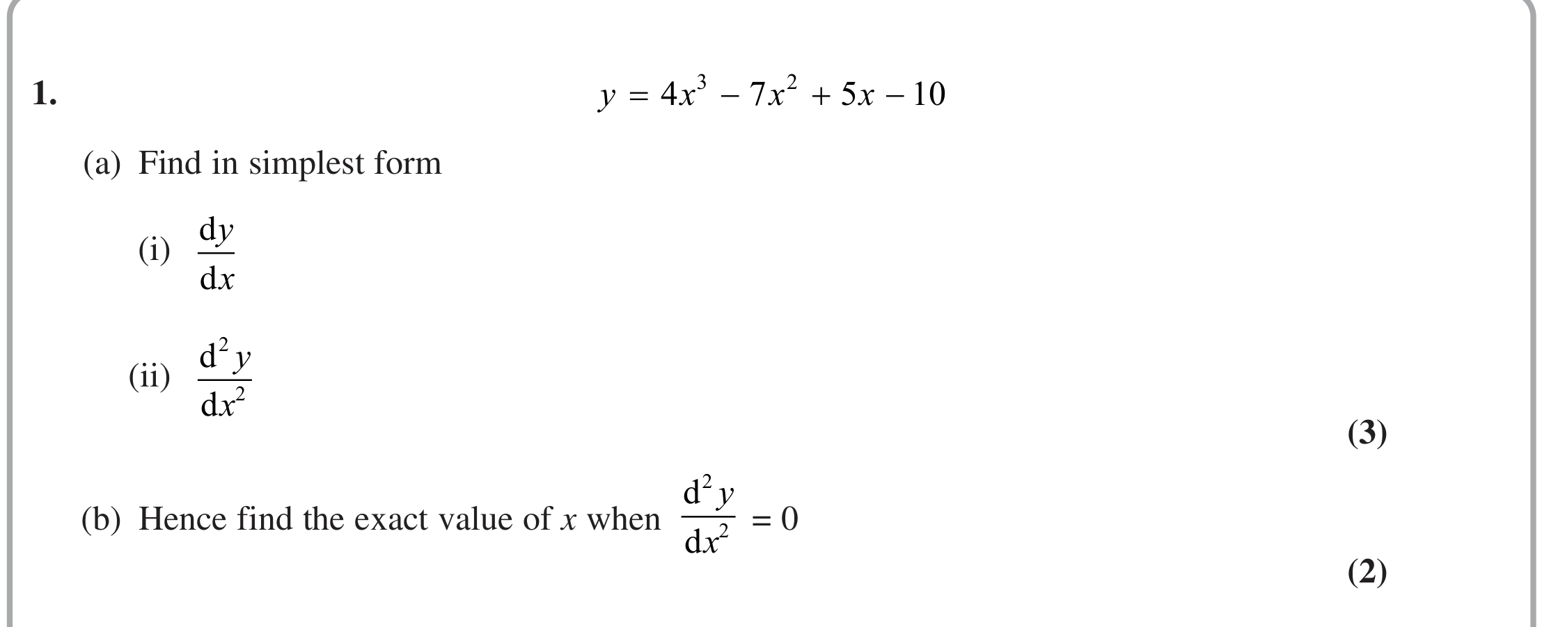 Question 1 — Differentiation — Edexcel June 2024