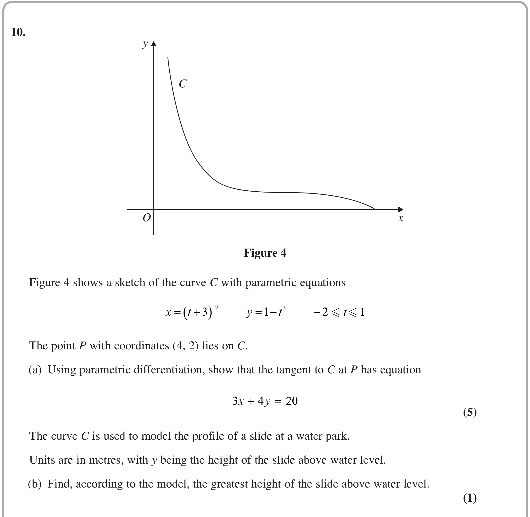 Question 10 — Parametric Equations — Edexcel June 2024