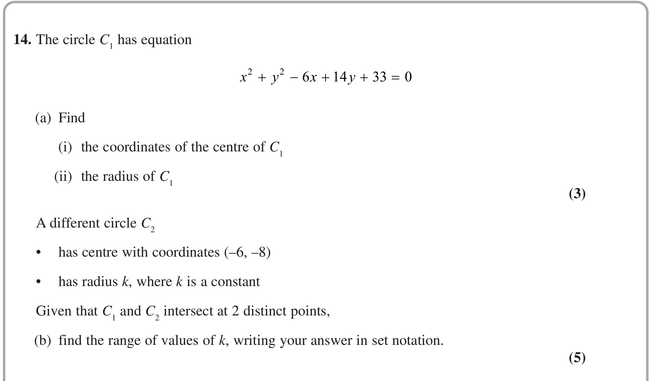 Question 14 — Circles — Edexcel June 2024
