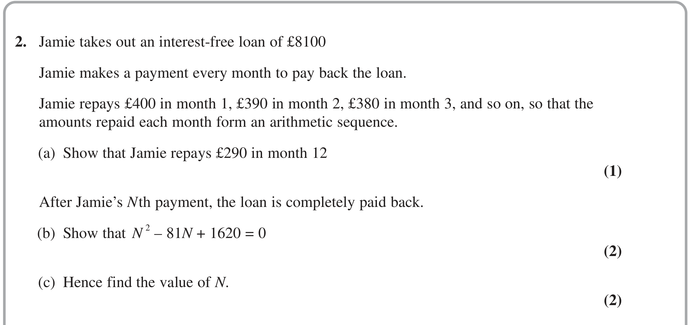 Question 2 — Arithmetic Sequences and Series — Edexcel June 2024
