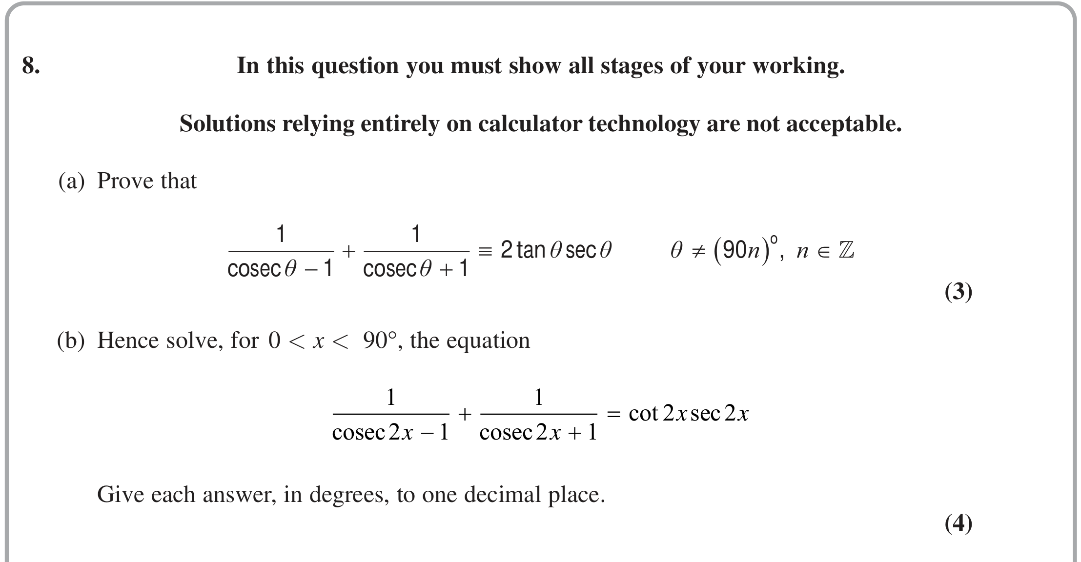 Question 8 — Trig — Edexcel June 2024