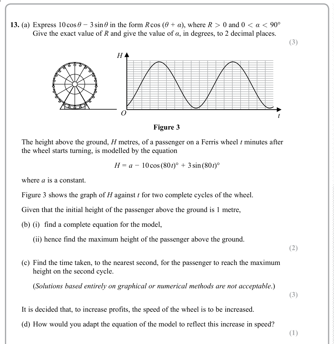 Question 13 — Trig — Edexcel Sample Paper