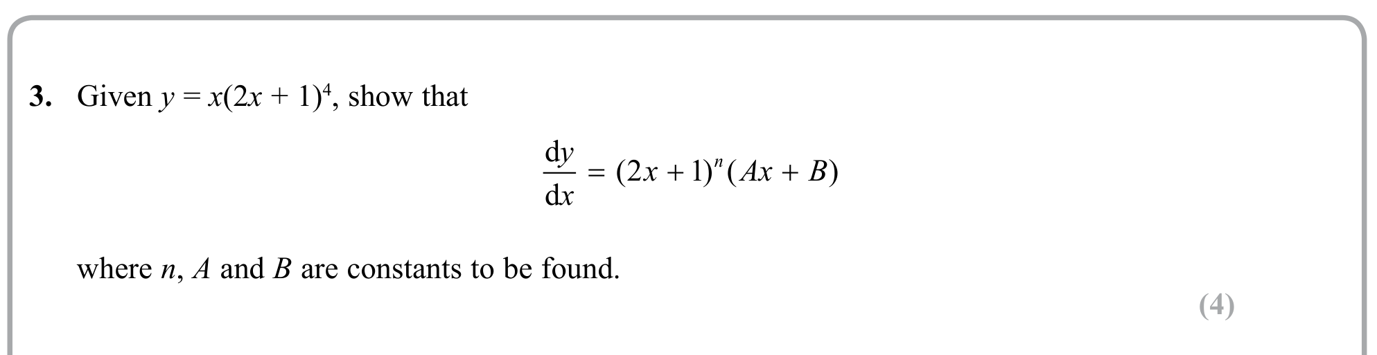 Question 3 — Differentiation — Edexcel Sample Paper