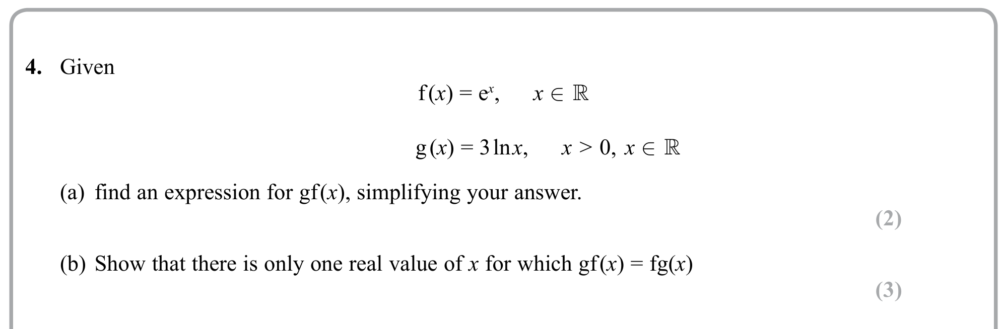 Question 4 — Functions — Edexcel Sample Paper