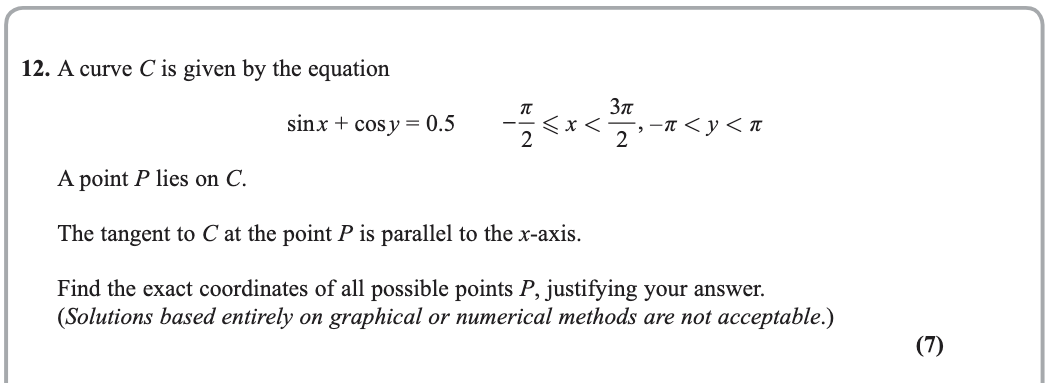 Question 12 — Differentiation — Edexcel Specimen