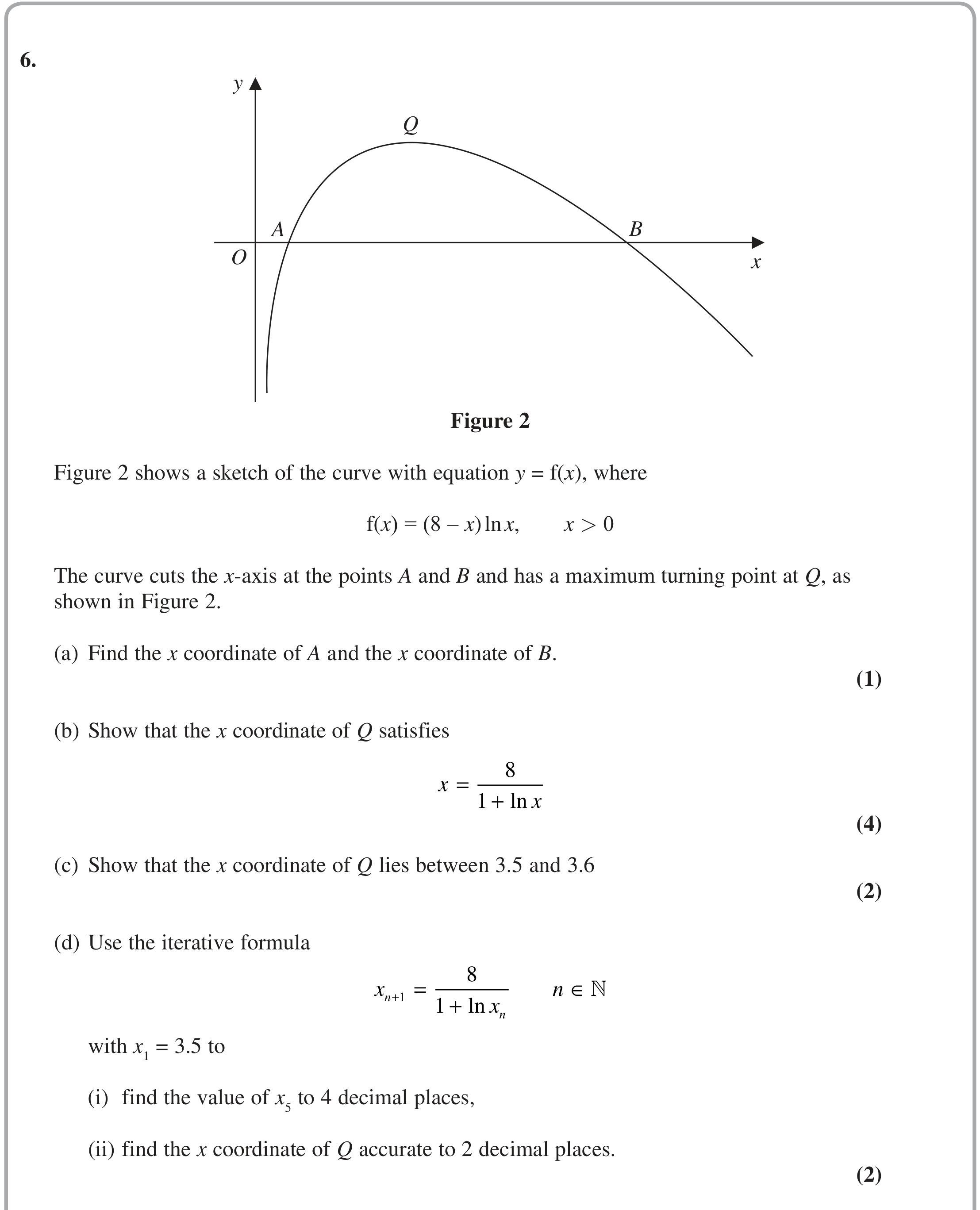 Question 6 — Differentiation, Numerical Methods — Edexcel Specimen