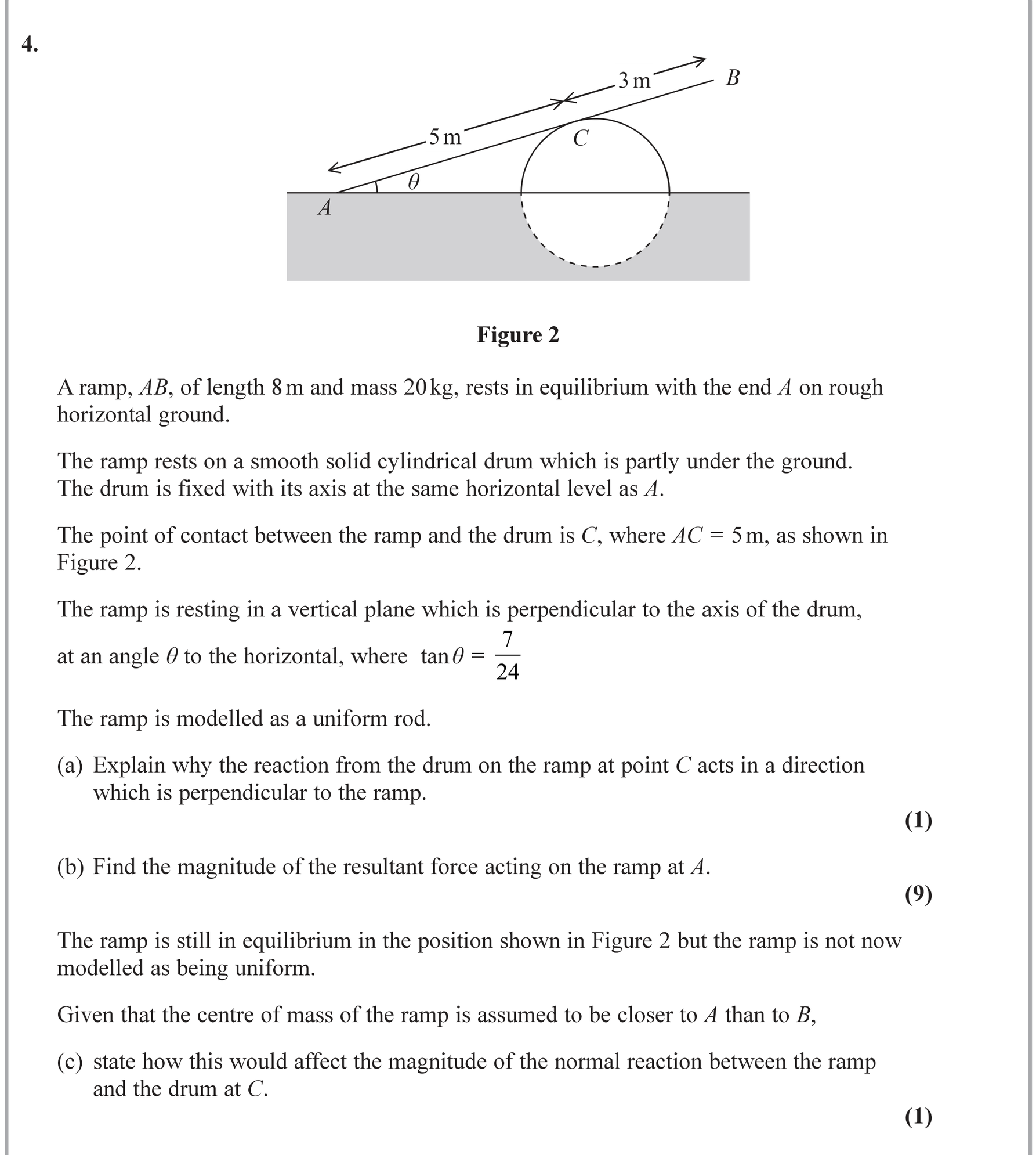 Question 9 — Moments — Edexcel June 2019