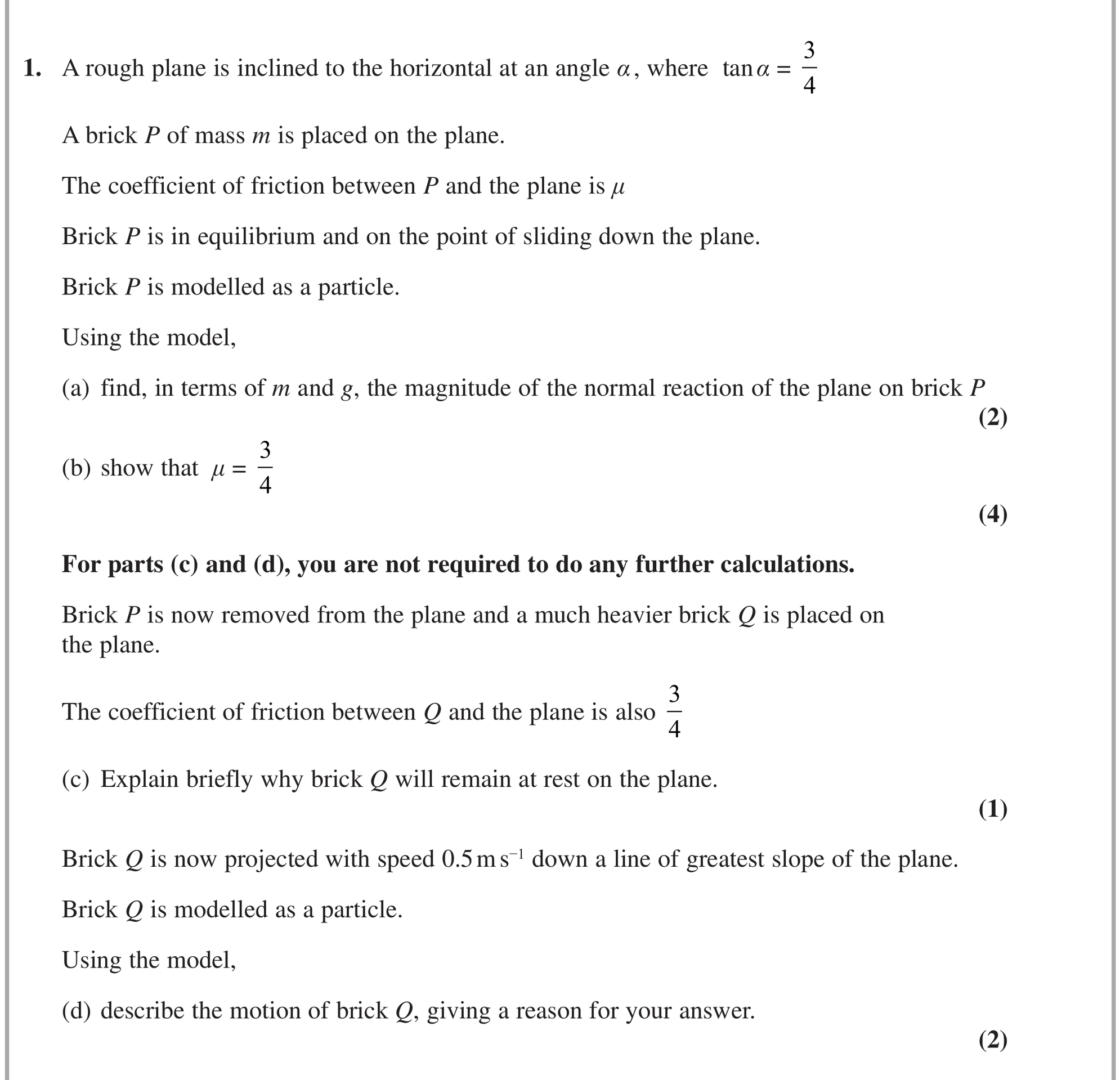 Question 6 — Forces and Friction — Edexcel October 2020