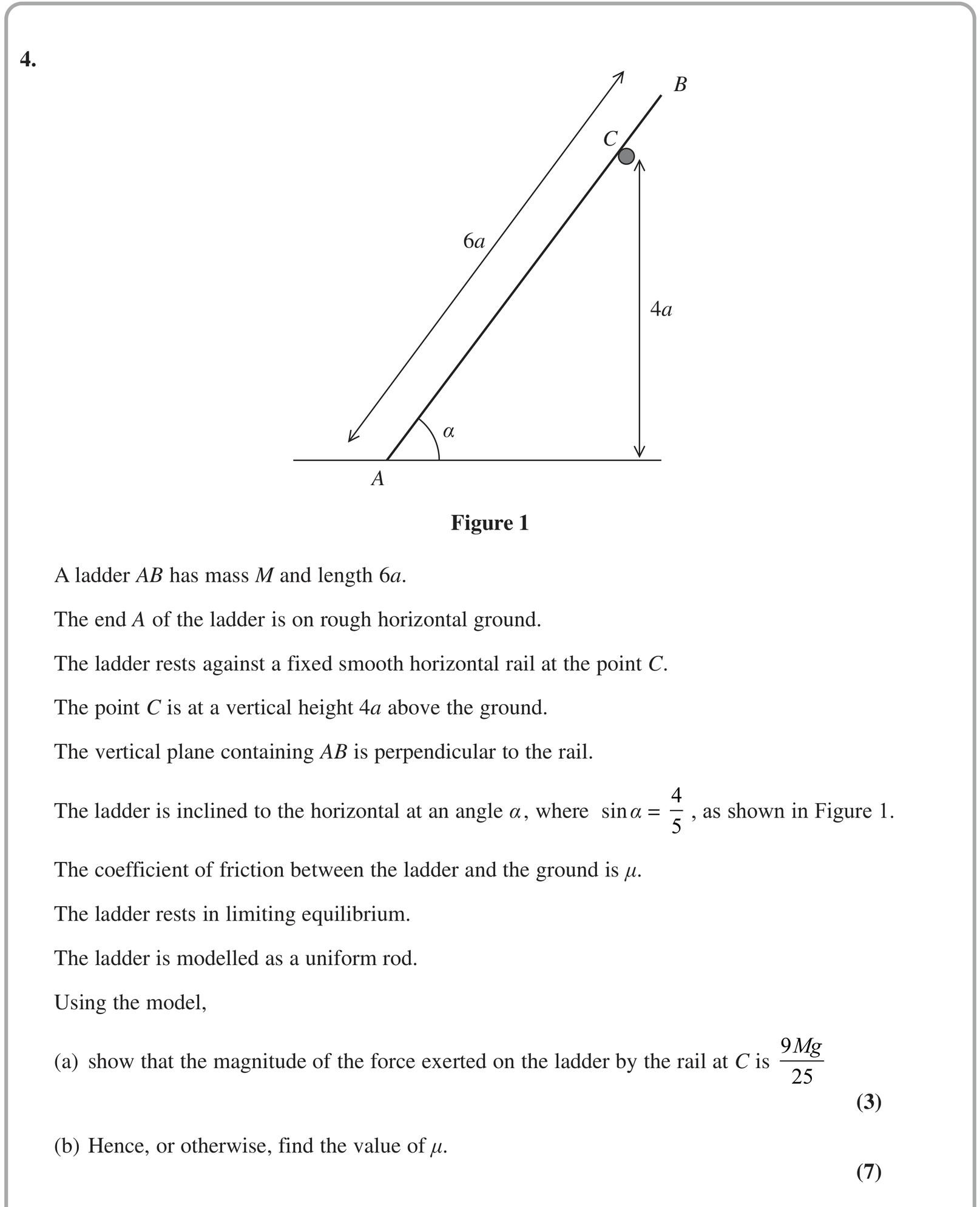 Question 9 — Moments — Edexcel October 2020