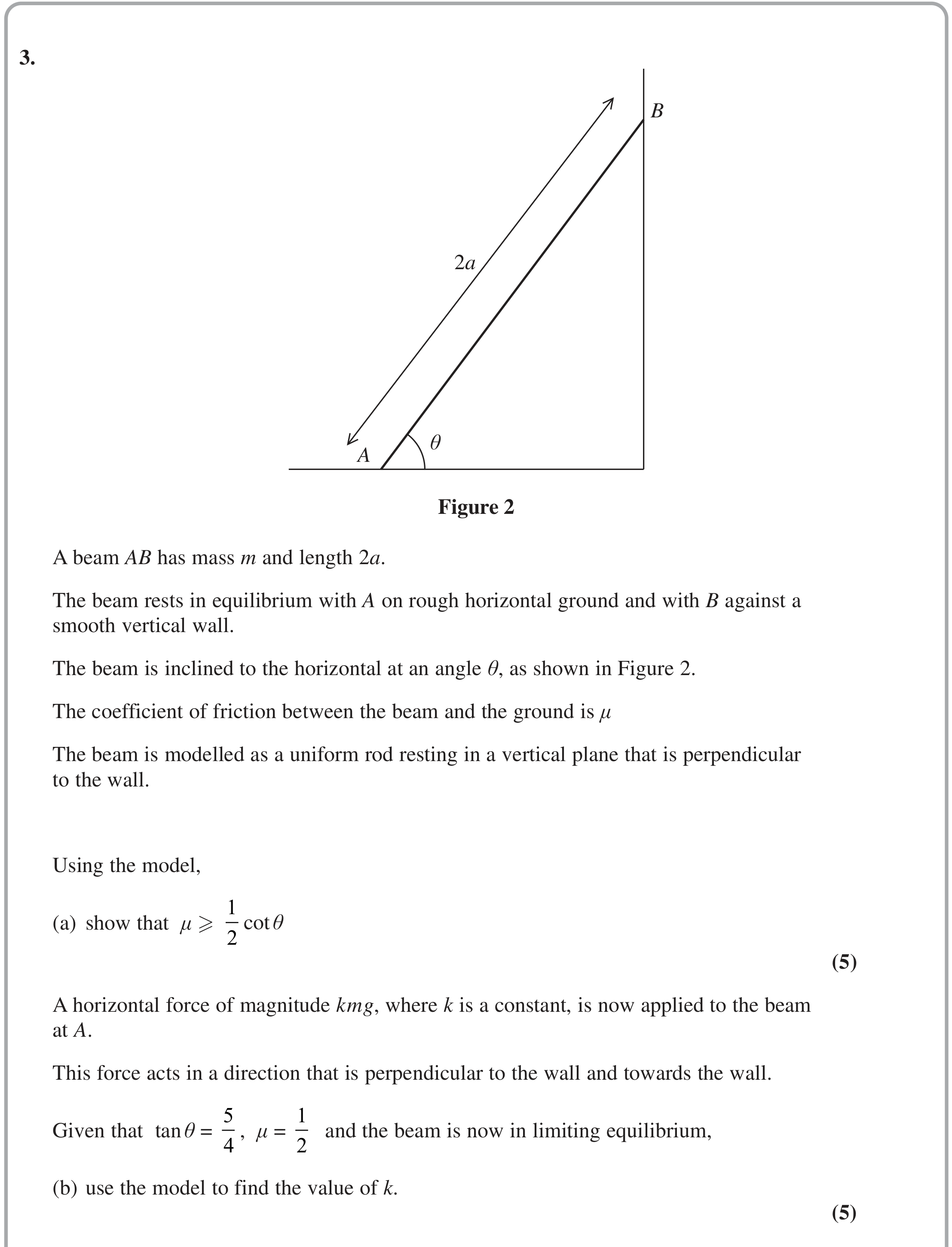 Question 9 — Moments — Edexcel October 2021