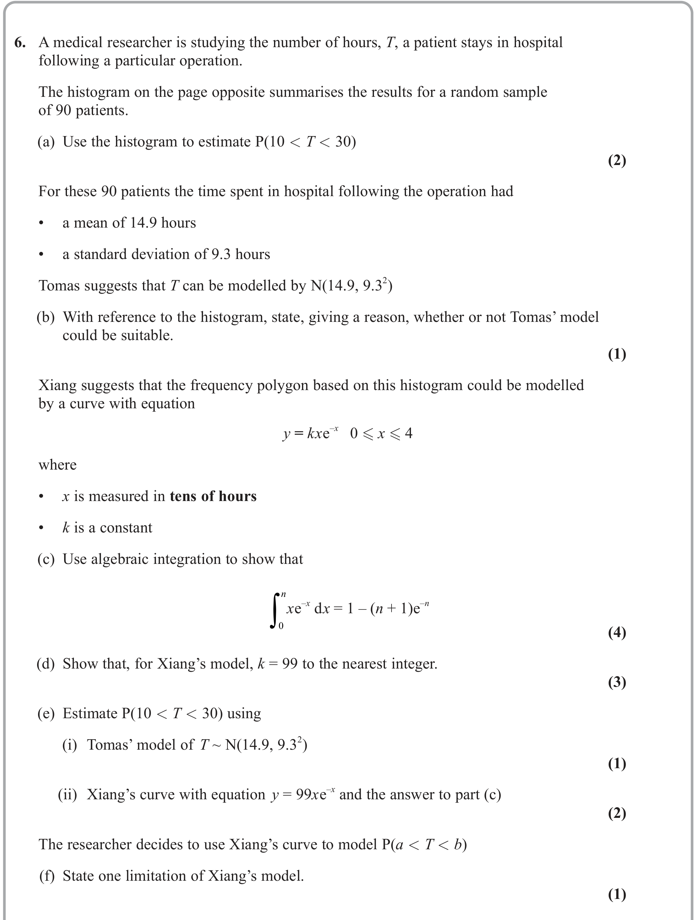 Question 6 — Histograms, Normal Distribution, Frequency Polygon, Integration — Edexcel June 2023